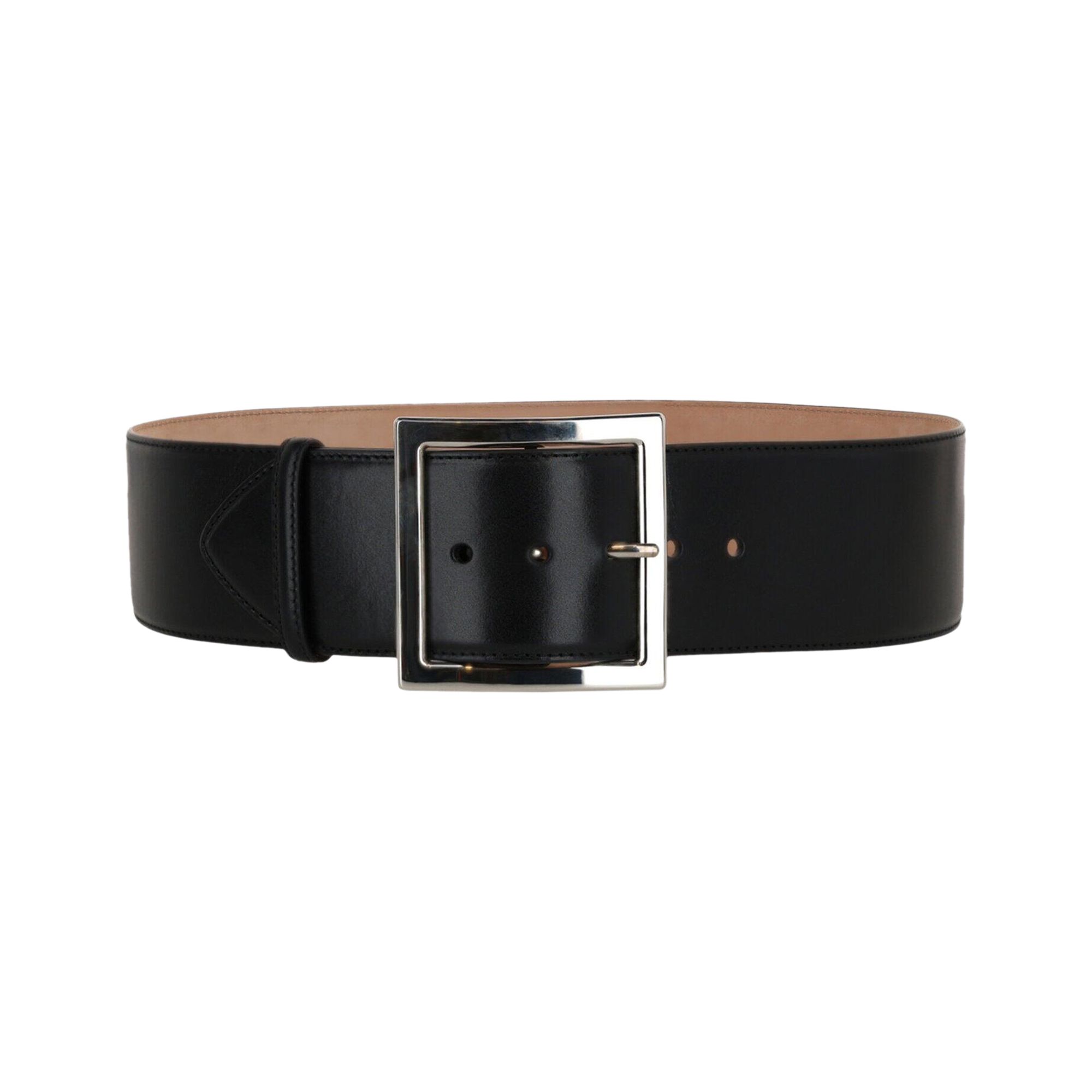 Pre-owned Alexander Mcqueen Square Buckle Ecolux Belt 'black' | Women's Size 90
