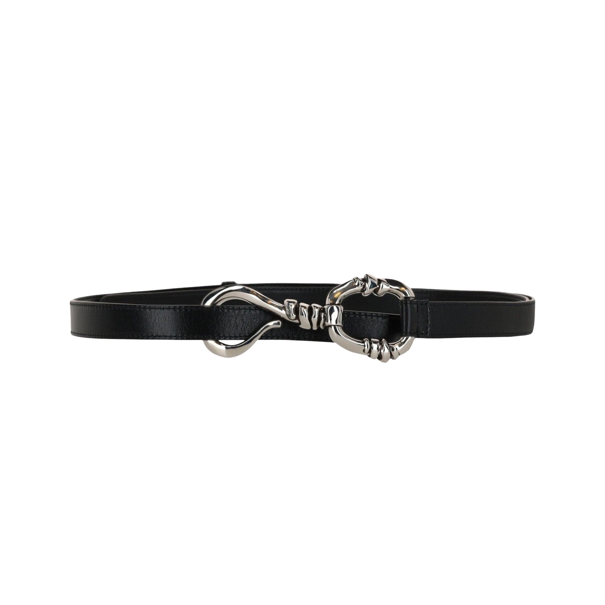 Pre-owned Alexander Mcqueen Hook-embellished Leather Belt 'black' | Women's Size 75
