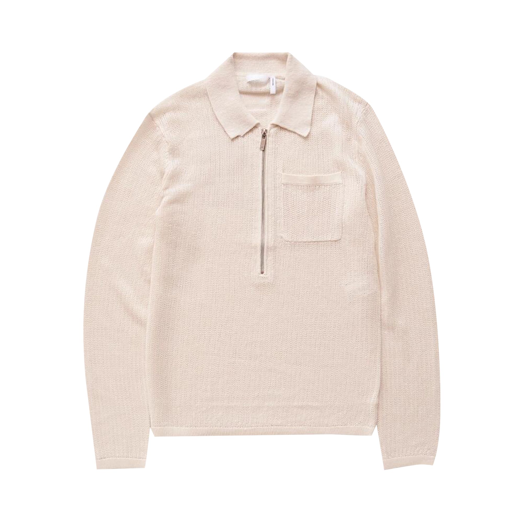 Pre-owned Helmut Lang Long-sleeve Zip Polo Sweater 'ivory' | White | Men's Size Xl