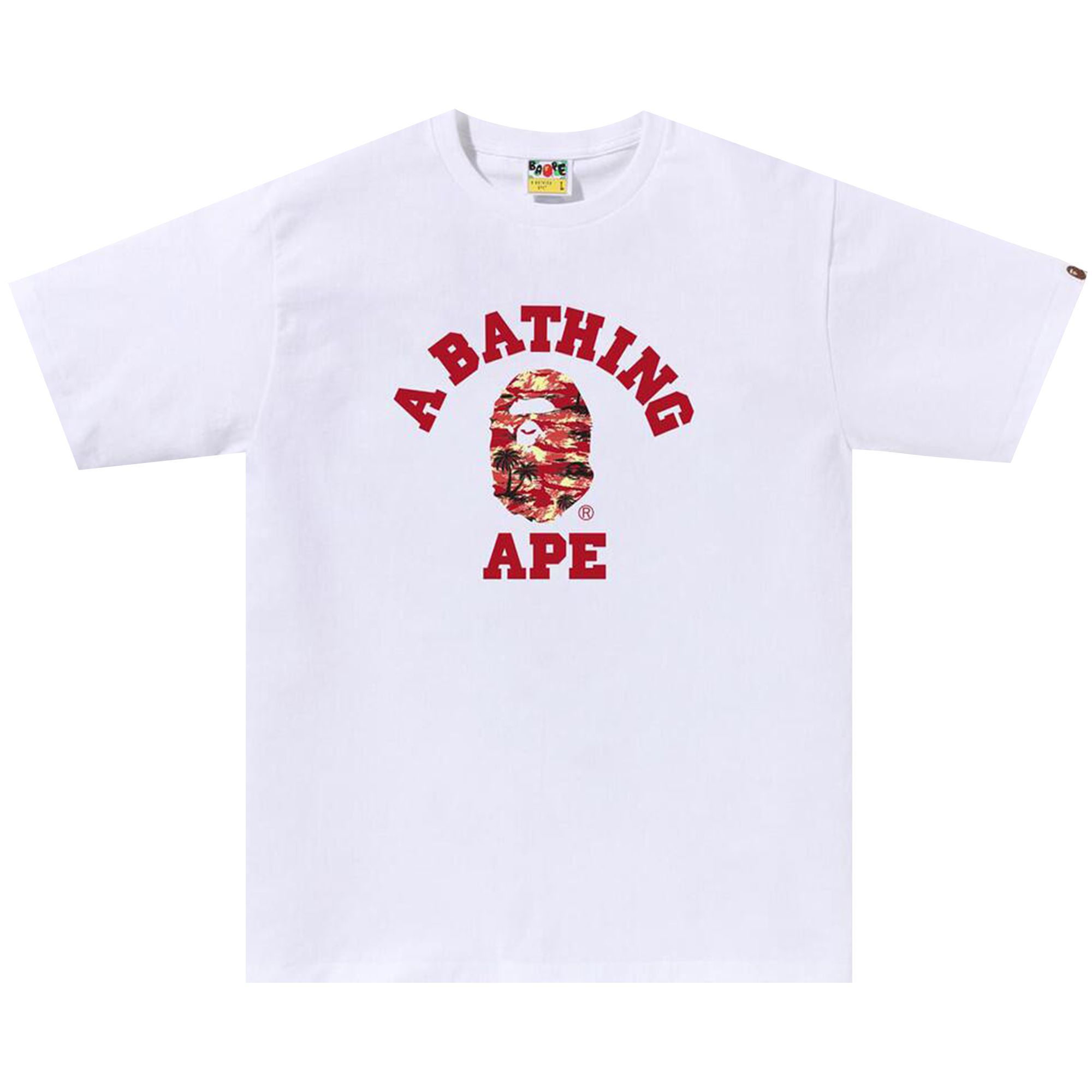 Pre-owned Bape Palm Tree Camo College Tee 'white/red' | Men's Size Xxl