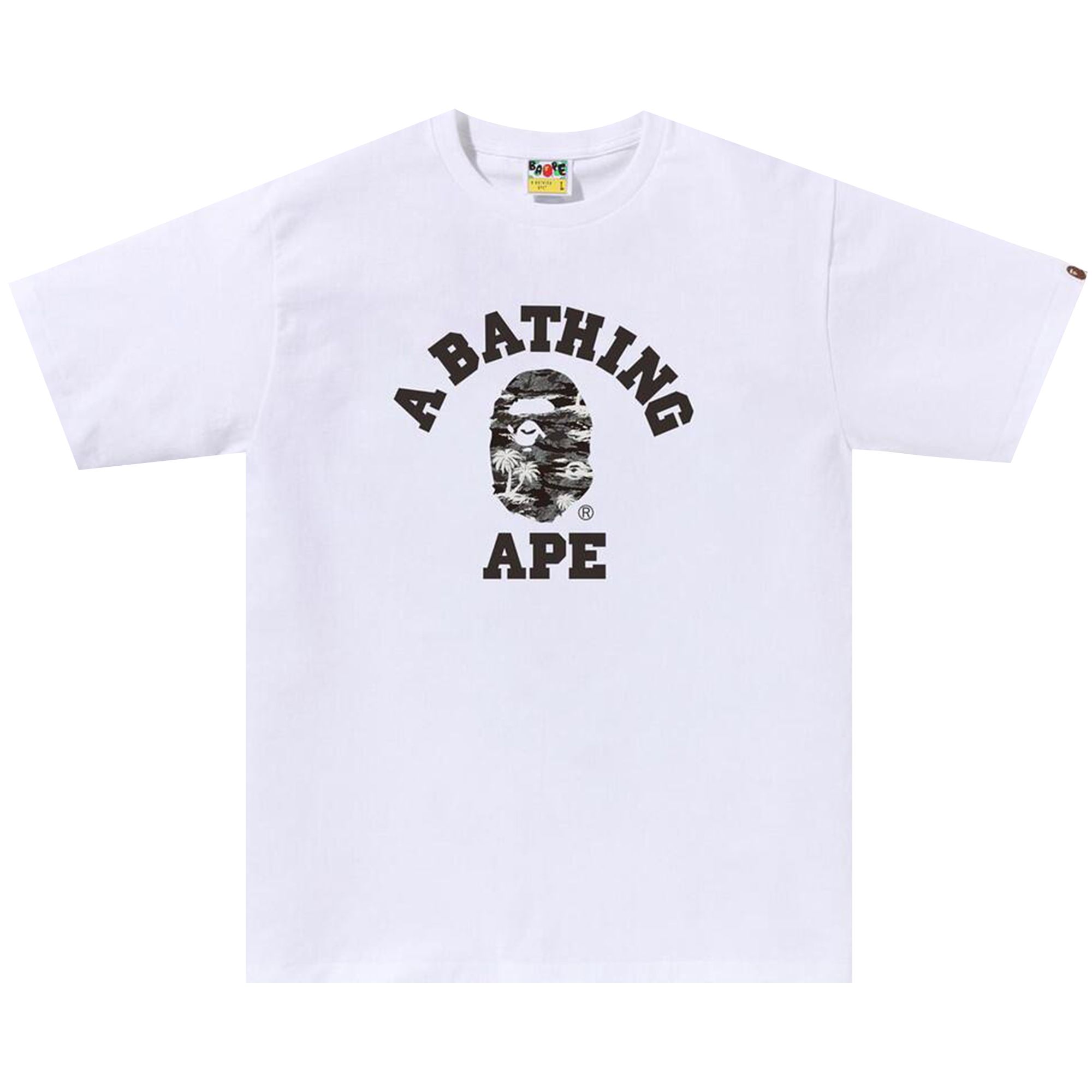 Pre-owned Bape Palm Tree Camo College Tee 'white/black' | Men's Size S