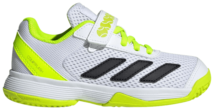 adidas CourtFlash Hook Loop C White Black Lucid Lemon