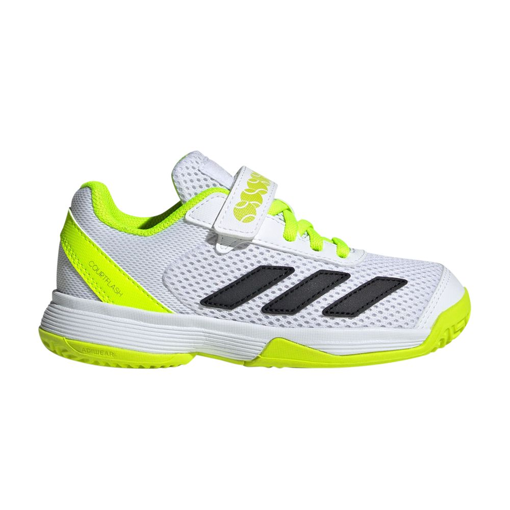 Pre-owned Adidas Originals Adidas Courtflash Hook & Loop C 'white Black Lucid Lemon' | Kid's Size 2.5