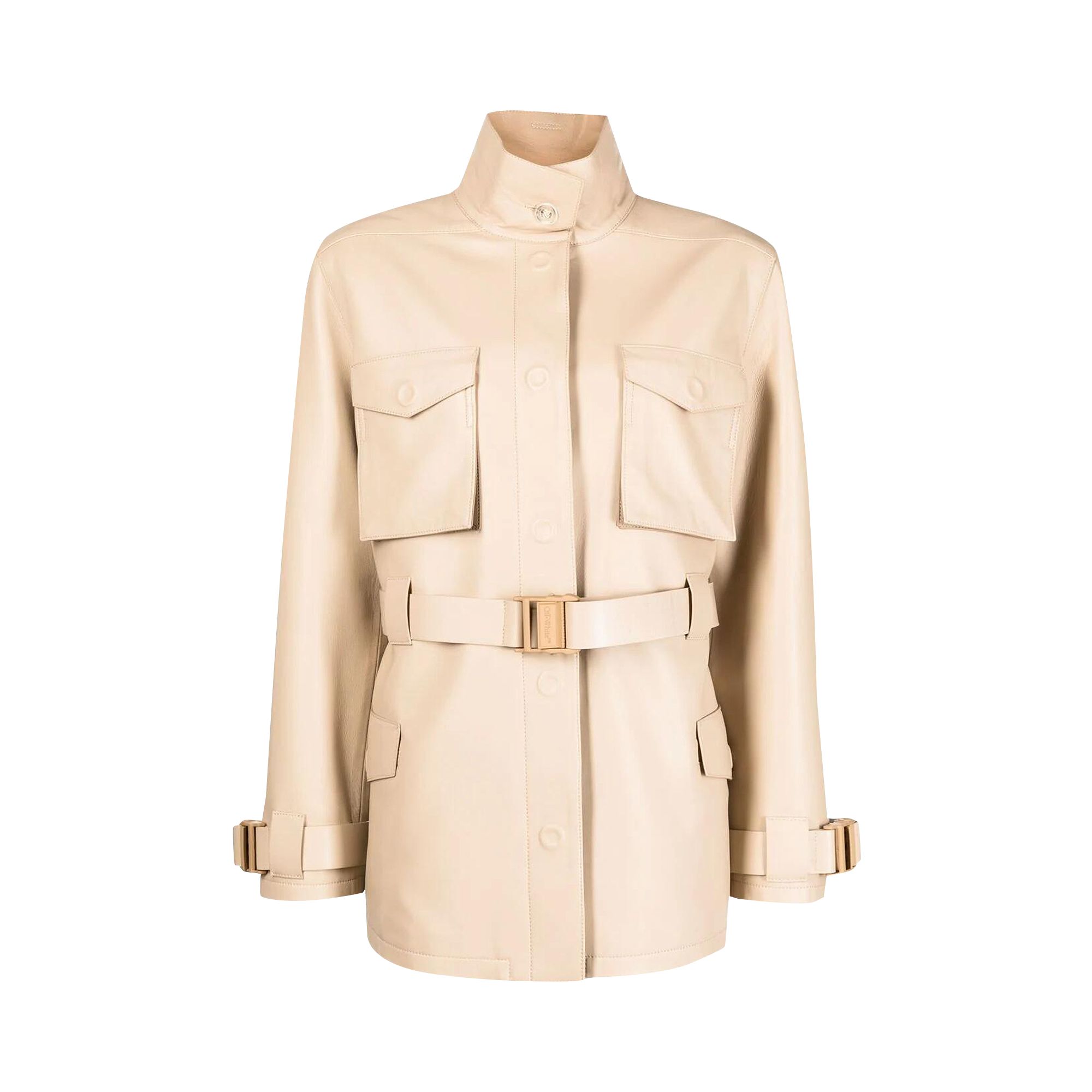 Pre-owned Off-white Cargo Leather Field Jacket 'camel' | Tan | Women's Size 38