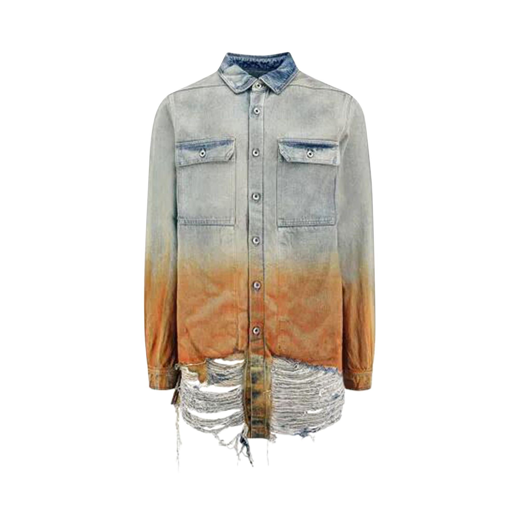 Pre-owned Rick Owens Drkshdw Degrade Denim Outershirt 'sky/orange Degrade' | Blue | Men's Size S
