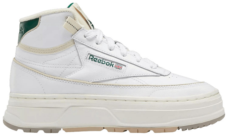 Reebok Wmns Club C Geo Mid Chalk Dark Green