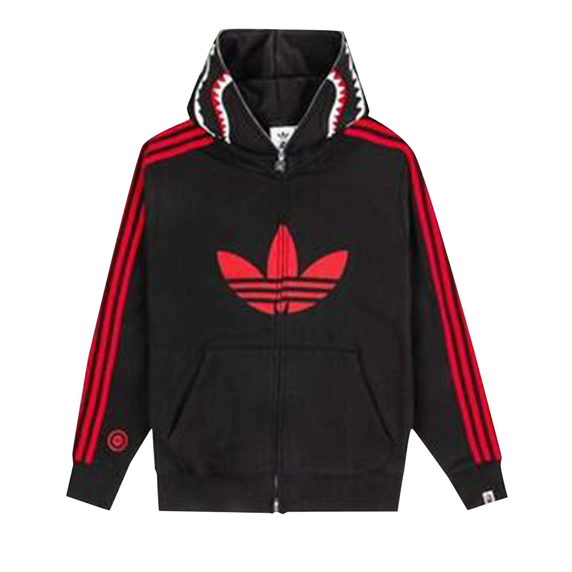 Pre-owned Bape X Adidas Shark Fleece Full Zip Hoodie 'black' | Men's Size L