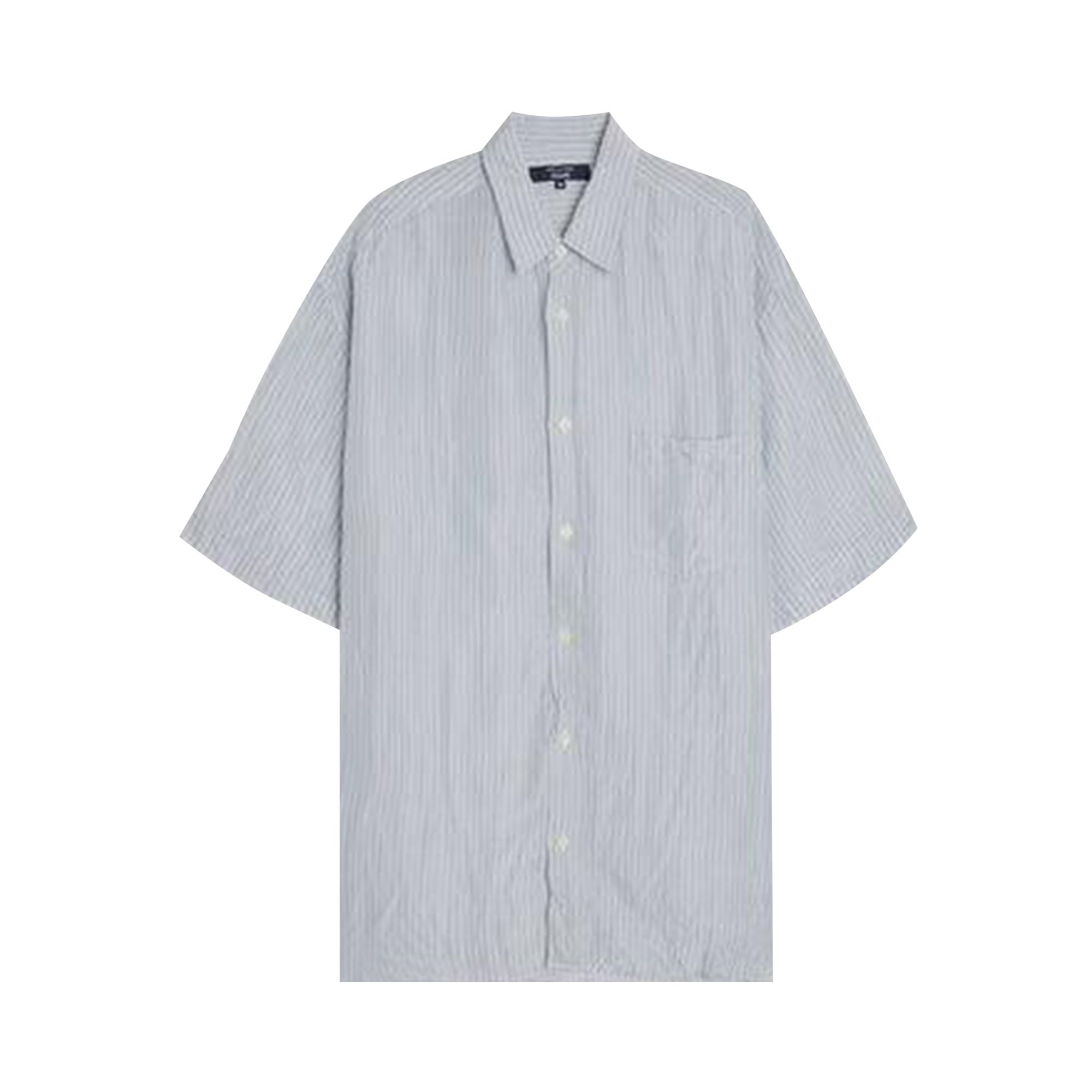 Pre-owned Comme Des Garçons Homme Deux Comme Des Garçons Homme Plus Cupra Stripes Garment Treated Shirt 'white/sax/navy' | Men's Size M