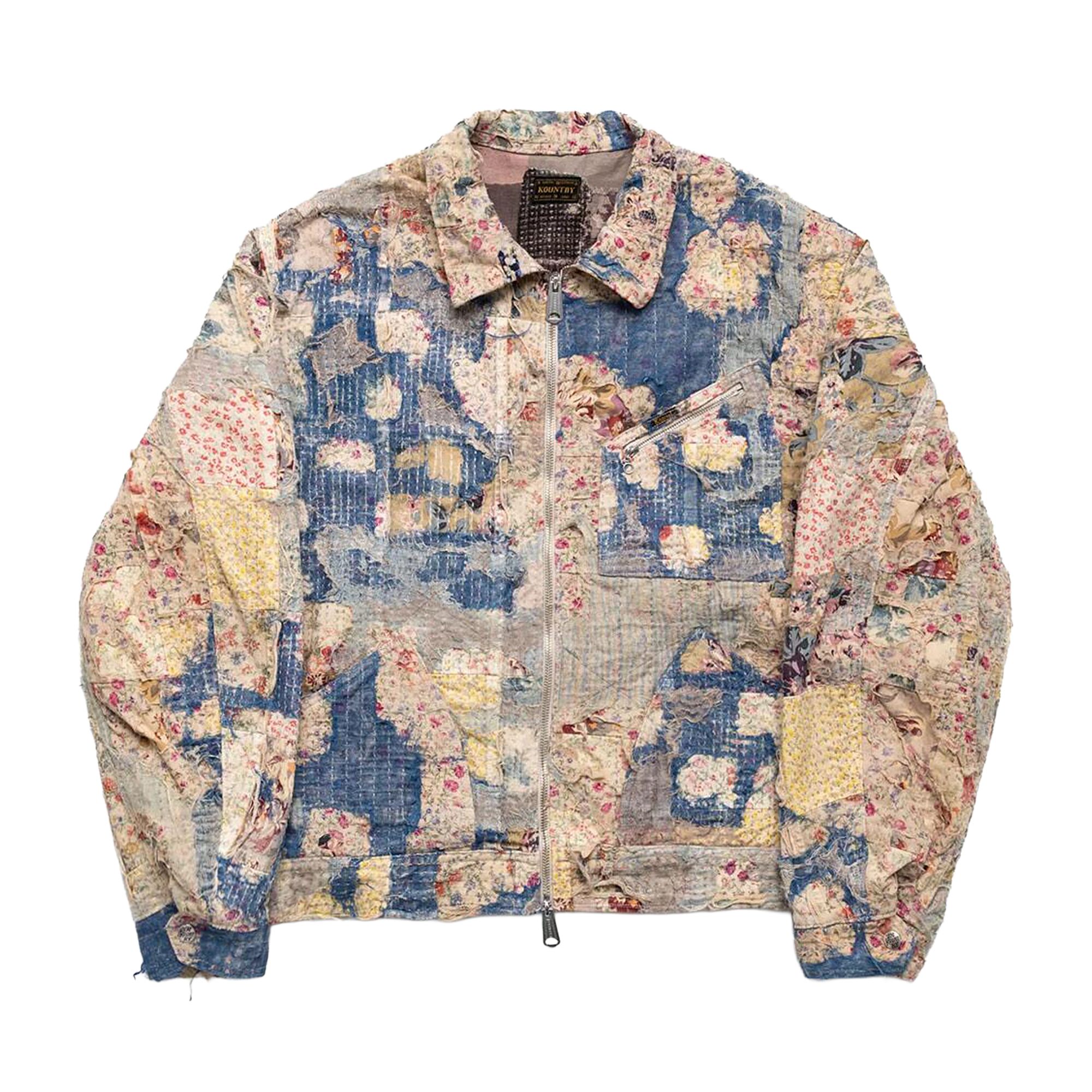 Pre-owned Kapital Champetre Boro Zip Up Blouson (virgin Mary) 'grey/beige' | Men's Size 4 In Gray