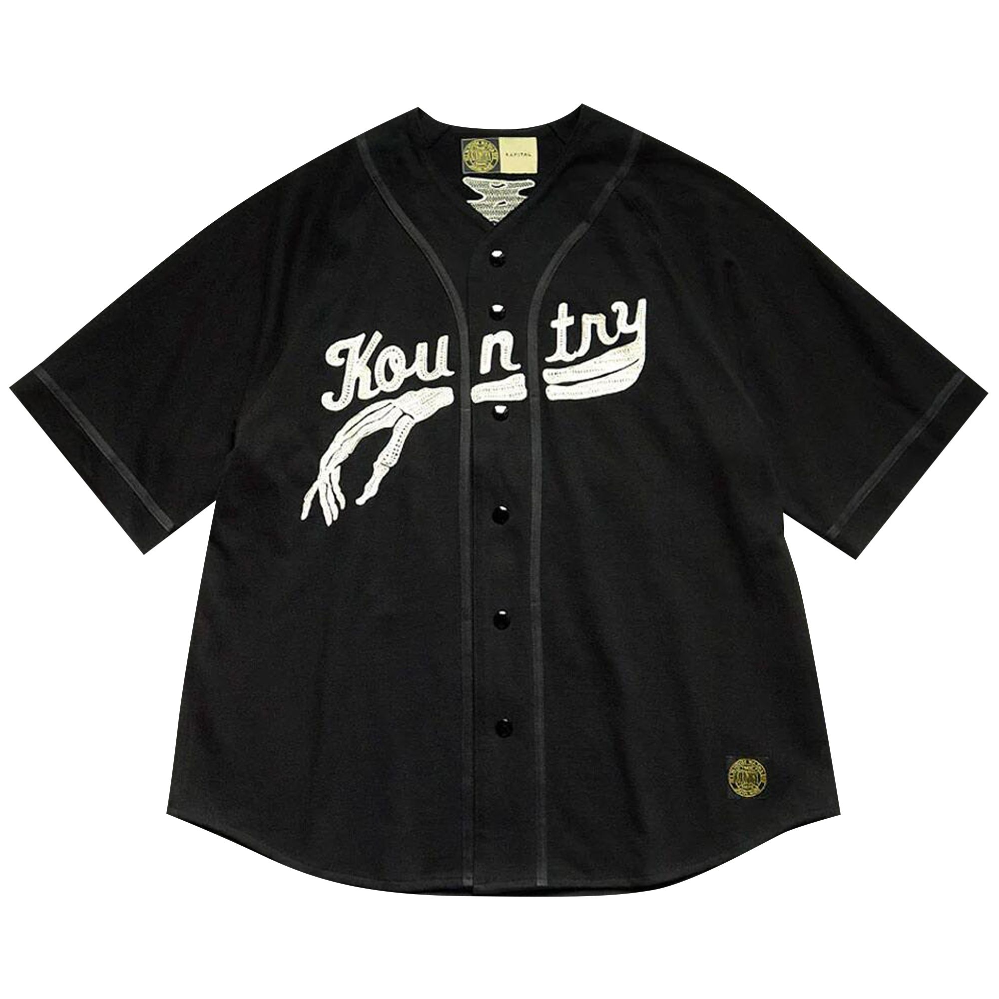 Pre-owned Kapital Jersey Baseball Shirt (bone) 'black' | Men's Size 4