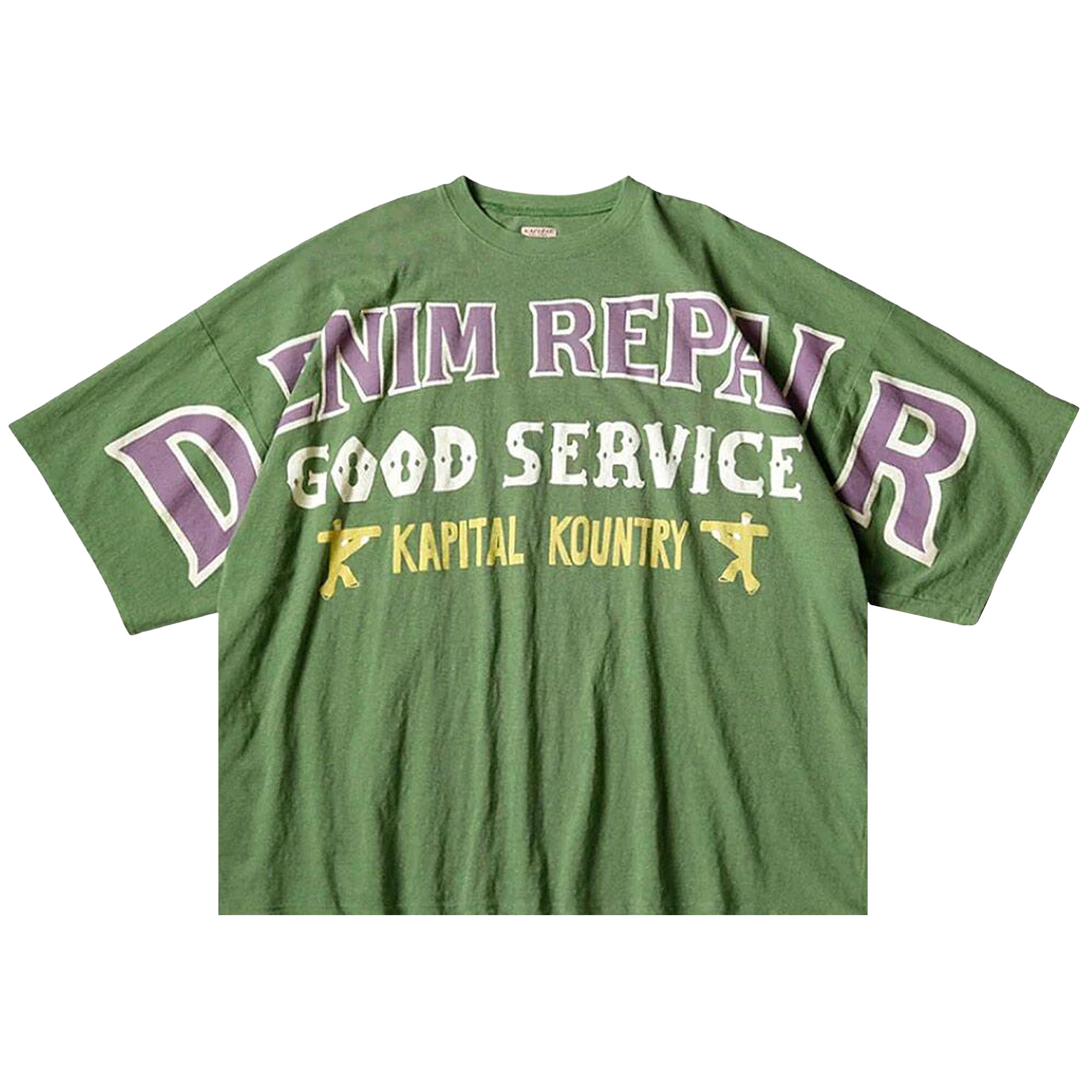 Pre-owned Kapital Jersey Huge T-shirt (denim Repair) 'green' | Men's Size 1