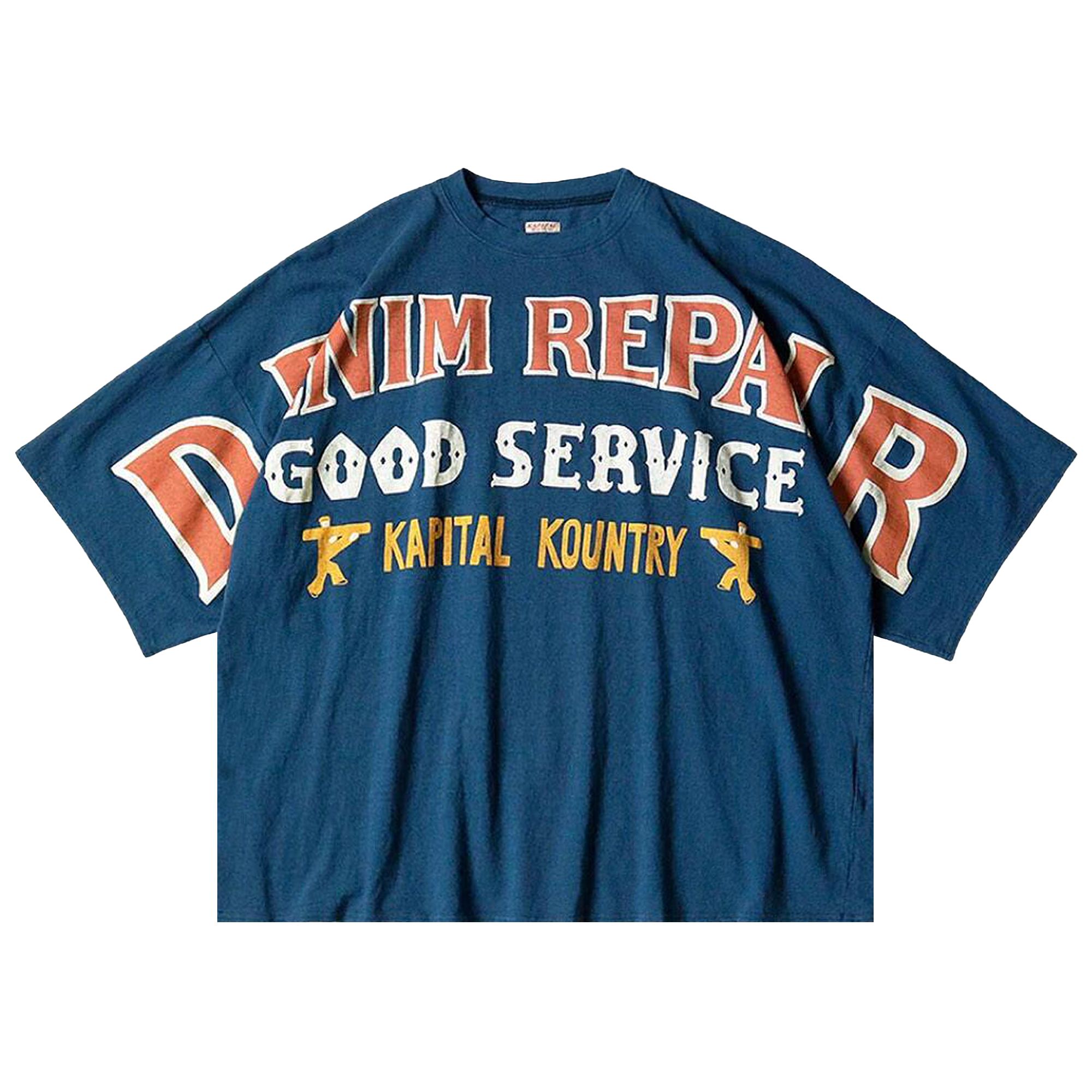 Pre-owned Kapital Jersey Huge T-shirt (denim Repair) 'navy' | Blue | Men's Size 1