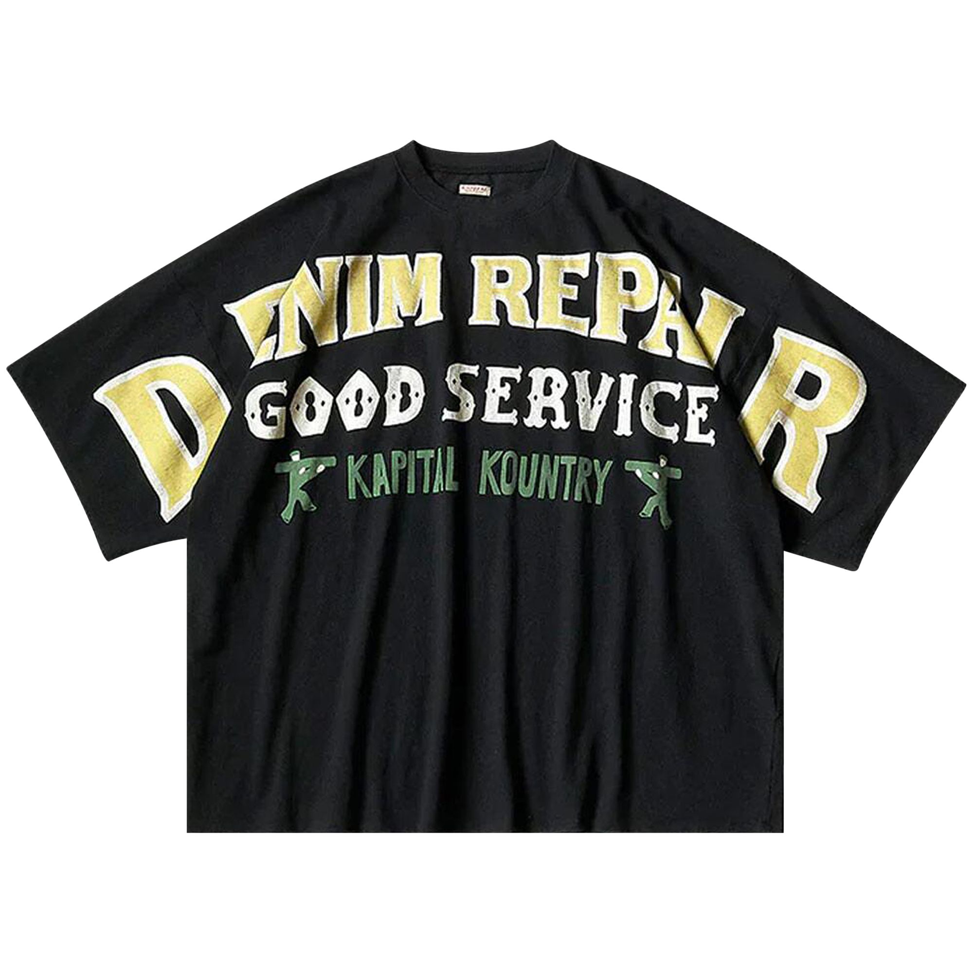 Pre-owned Kapital Jersey Huge T-shirt (denim Repair) 'black' | Men's Size 3