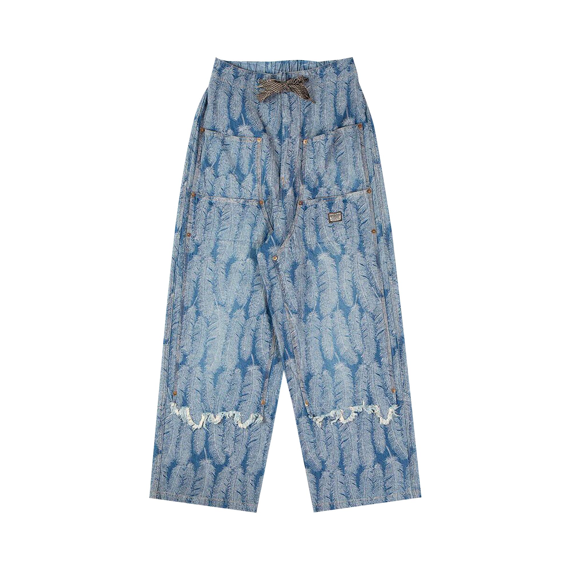 Pre-owned Kapital Magpie Denim With Knee Easy Baggy Pants 'light Indigo' | Blue | Men's Size 4