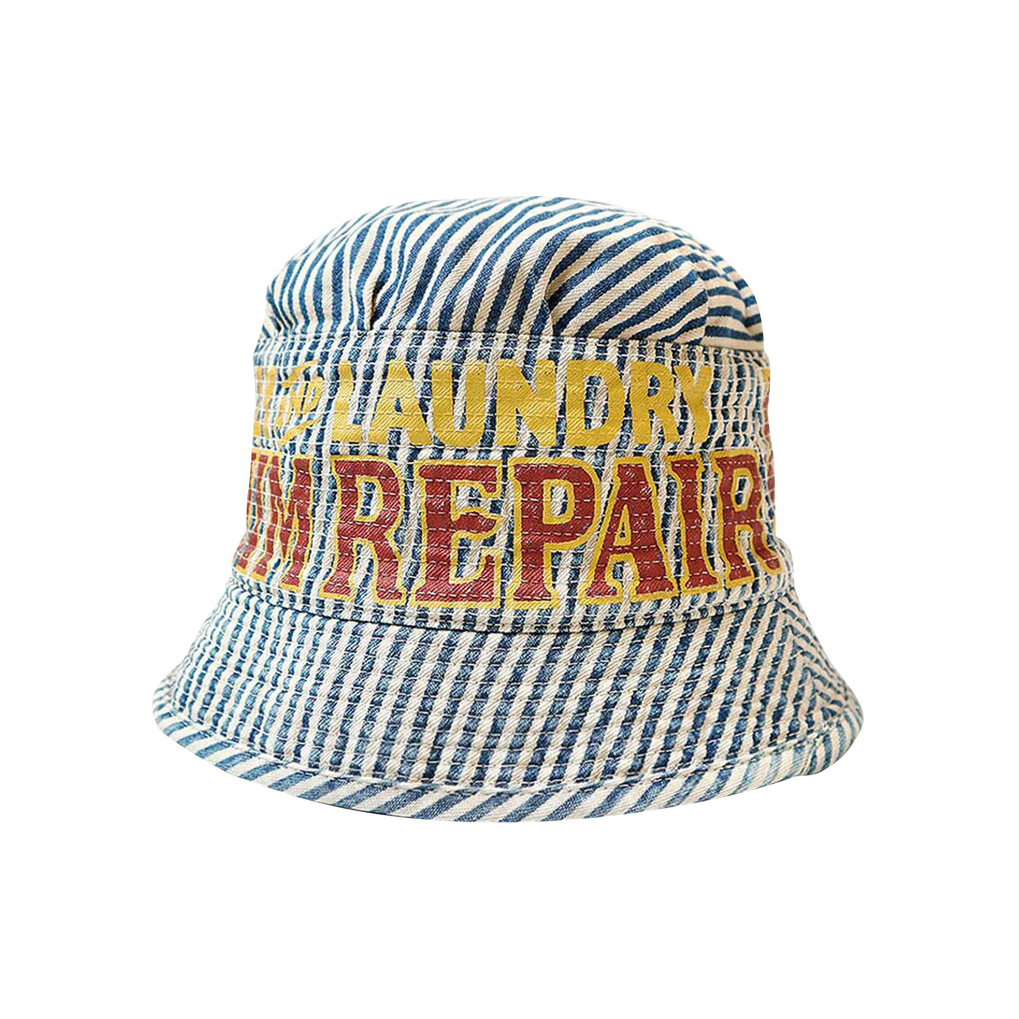Pre-owned Kapital Laundry Hat 'hickoree' | Blue | Men's Size Onesize