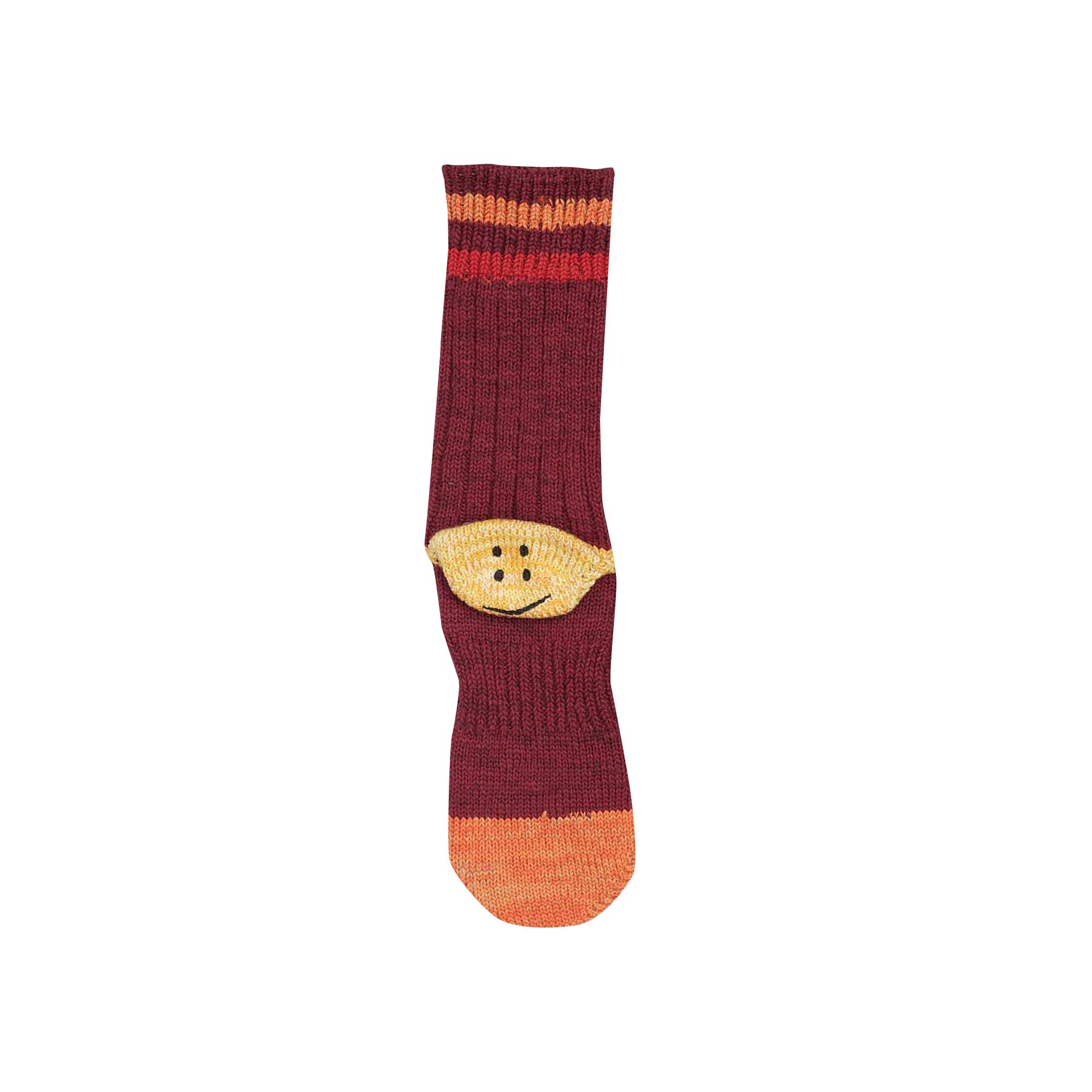 Pre-owned Kapital Grandrelle Ivy Rainbowy Happy Heel-hold Socks 'burgundy' | Red | Men's Size Onesize