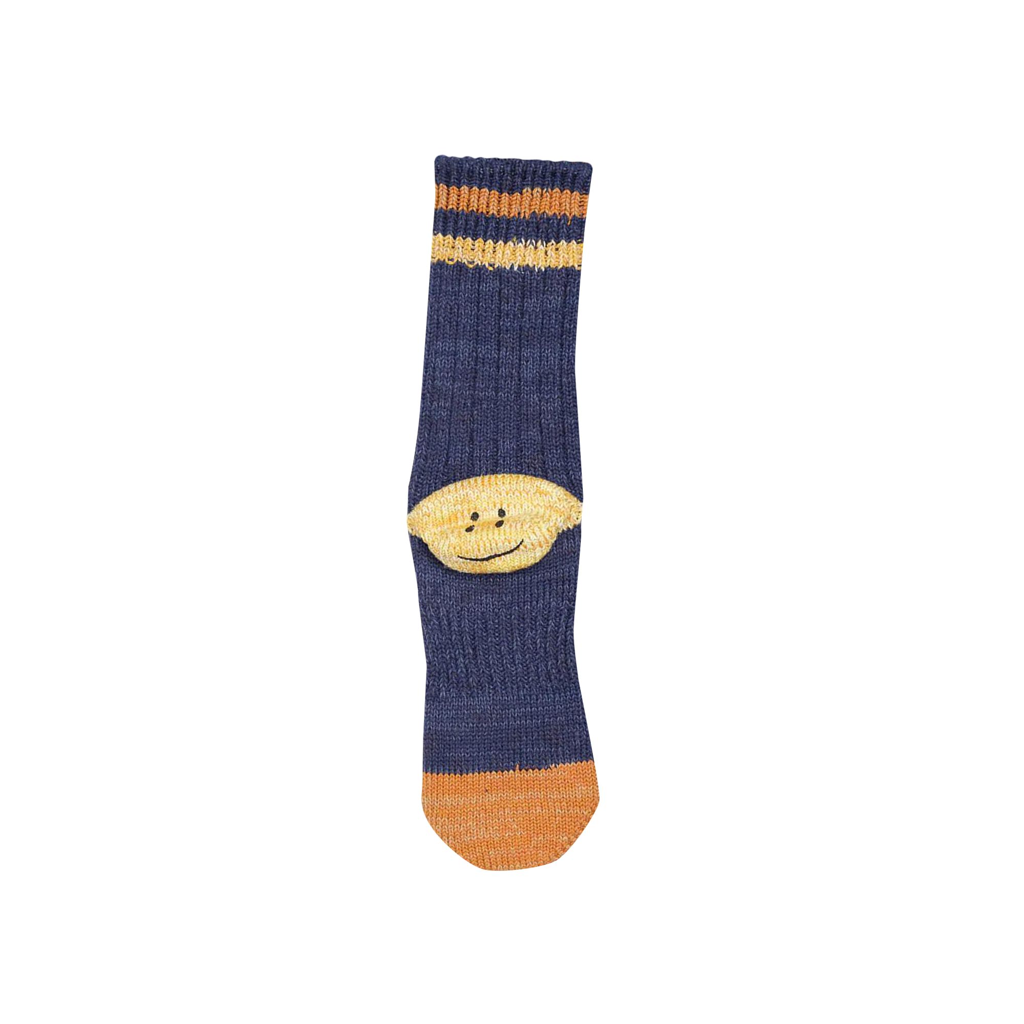 Pre-owned Kapital Grandrelle Ivy Rainbowy Happy Heel-hold Socks 'navy' | Blue | Men's Size Onesize