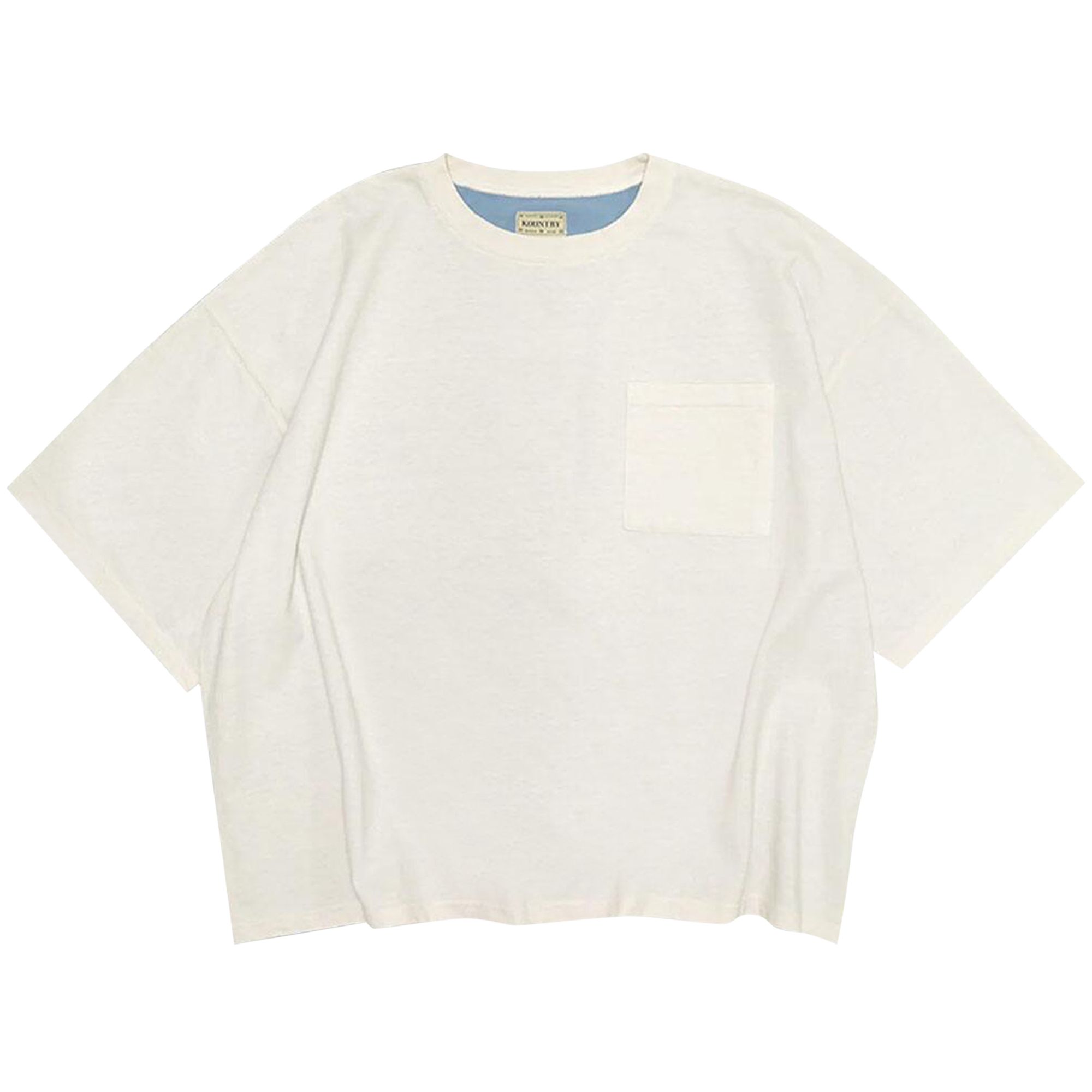Pre-owned Kapital Jersey 2tones Big Pocket T-shirt (bone) 'ecru/sax' | White | Men's Size 1