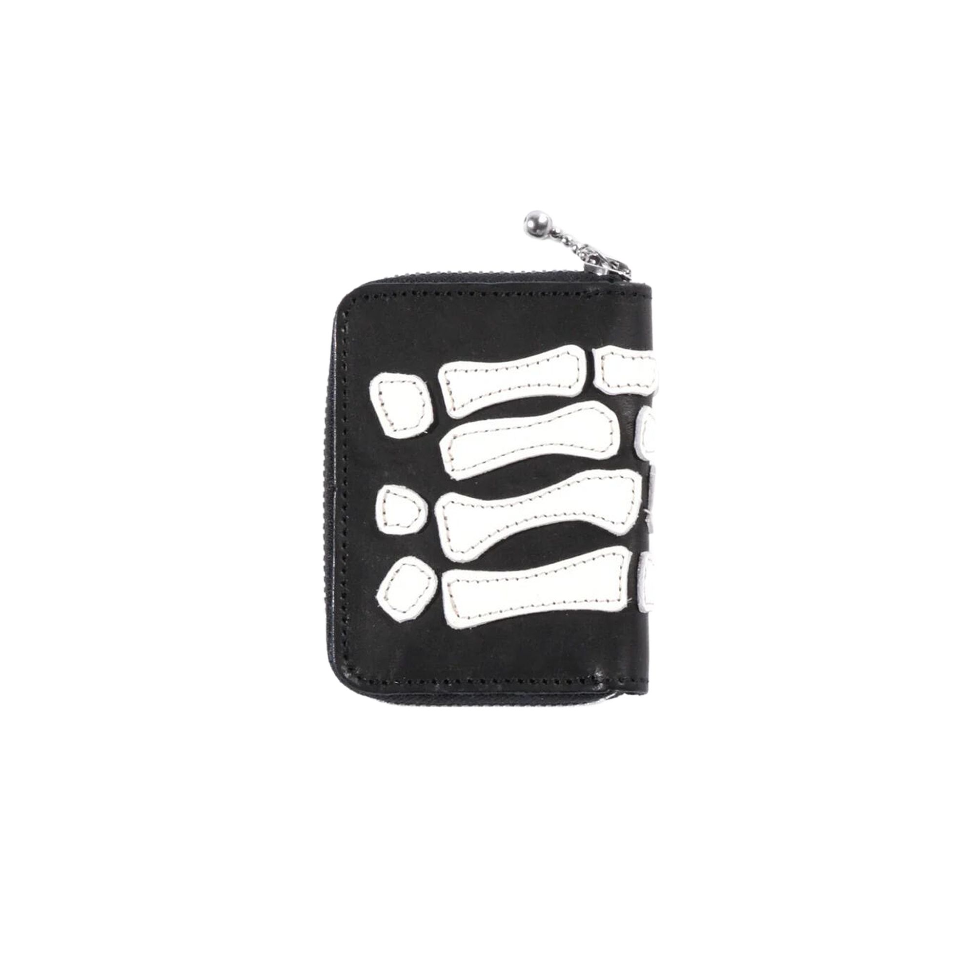 Pre-owned Kapital Thumbs-up Bone Hand Zip Mini Wallet 'black' | Men's Size Onesize