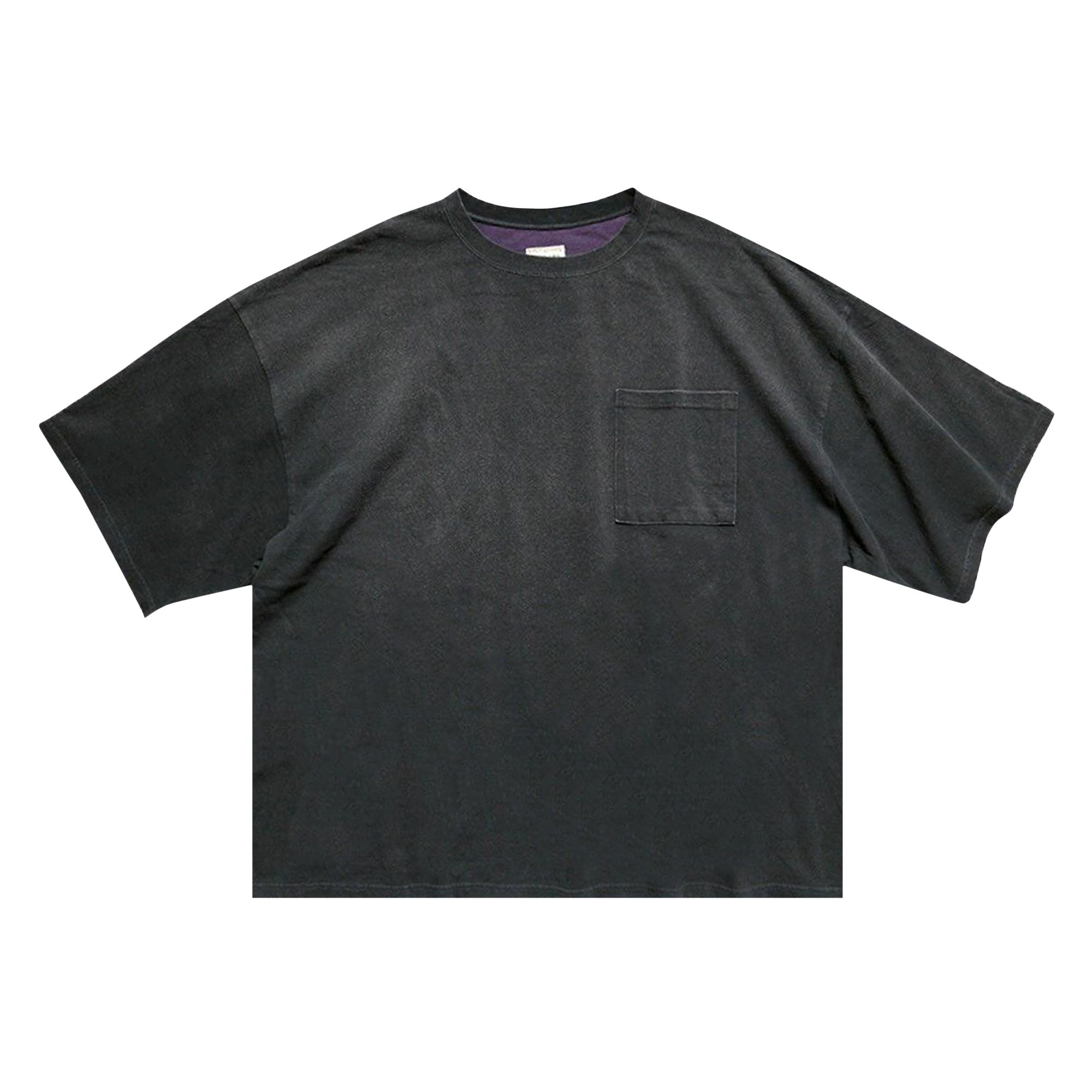 Pre-owned Kapital Jersey 2tones Big Pocket T-shirt (bone) 'black/purple' | Men's Size 3