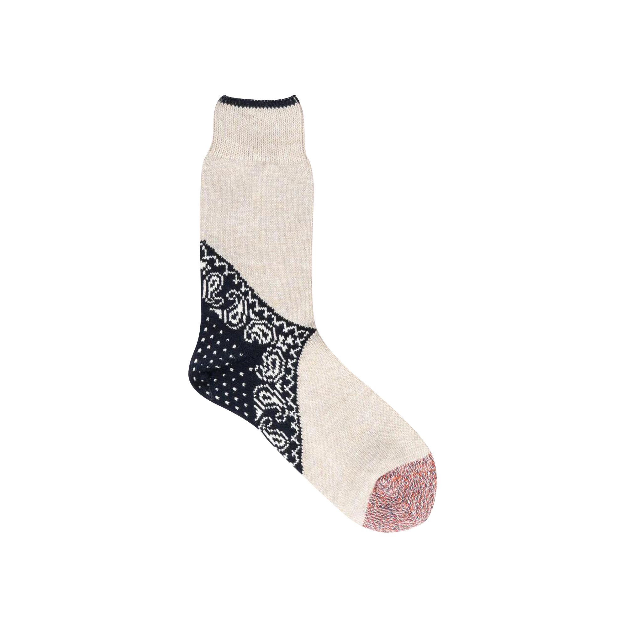Pre-owned Kapital Heel Paisley Bandana Socks 'navy' | Blue | Men's Size Onesize
