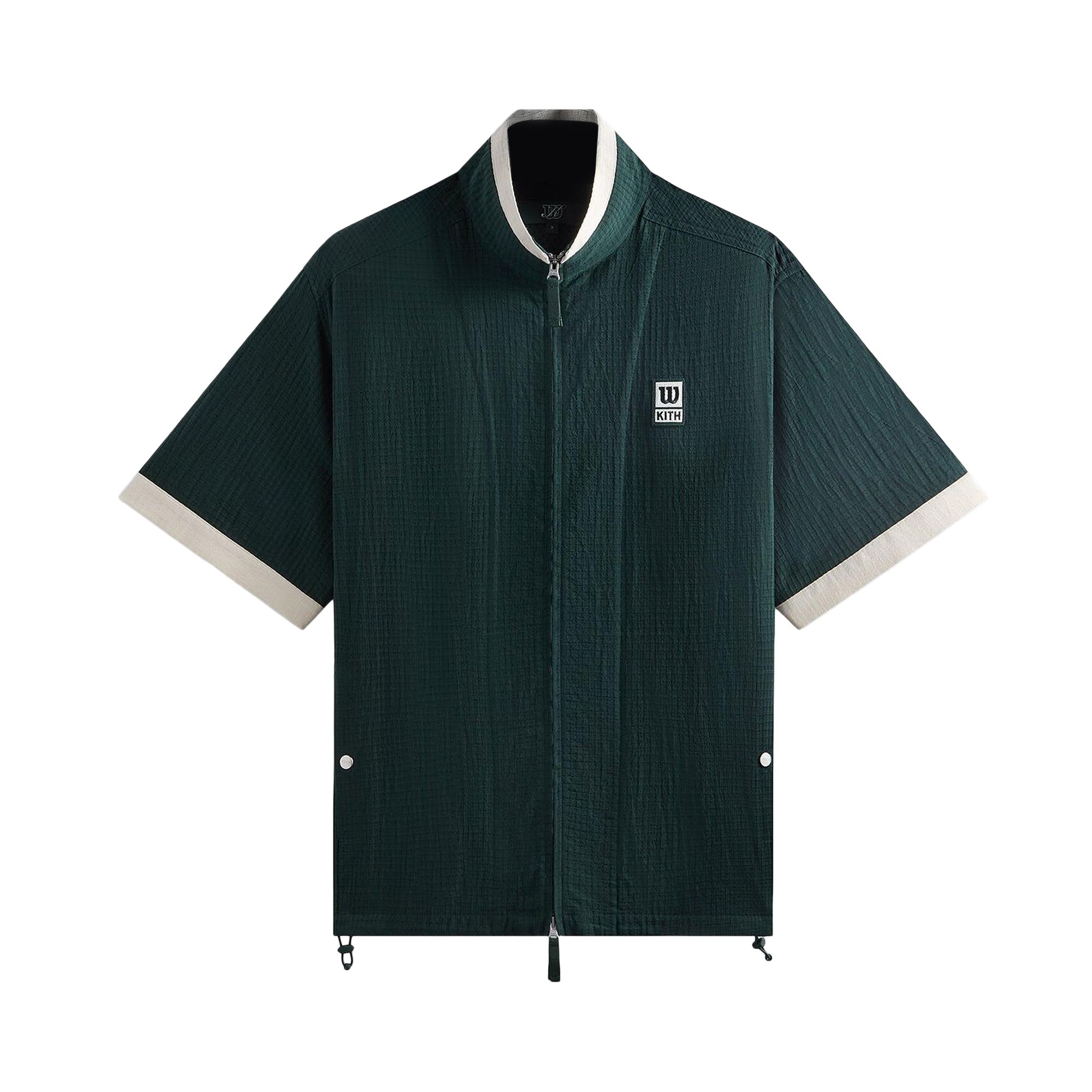 Pre-owned Kith X Wilson Dobby Zip Up Shirt 'stadium' | Green | Men's Size S