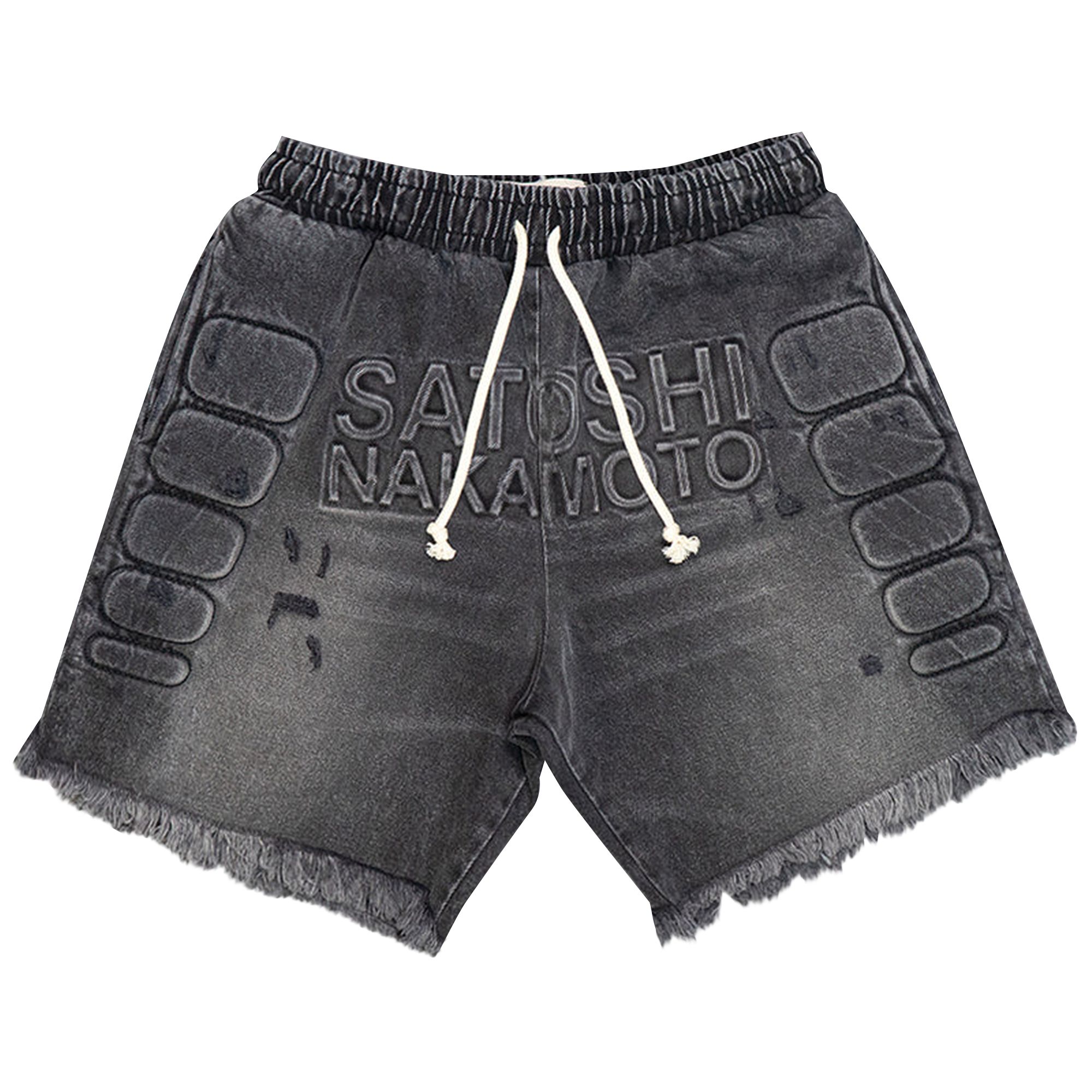 Pre-owned Satoshi Nakamoto Denim Moto Shorts 'black Denim' | Men's Size Xl