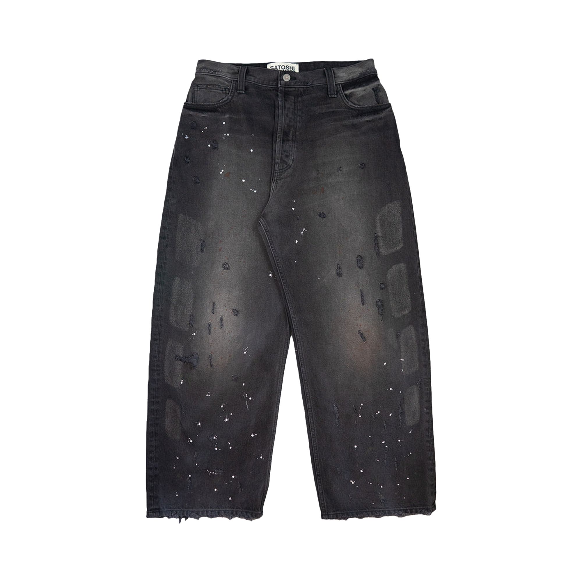 Pre-owned Satoshi Nakamoto Baggy Moto Pants 'washed Black' | Men's Size 36