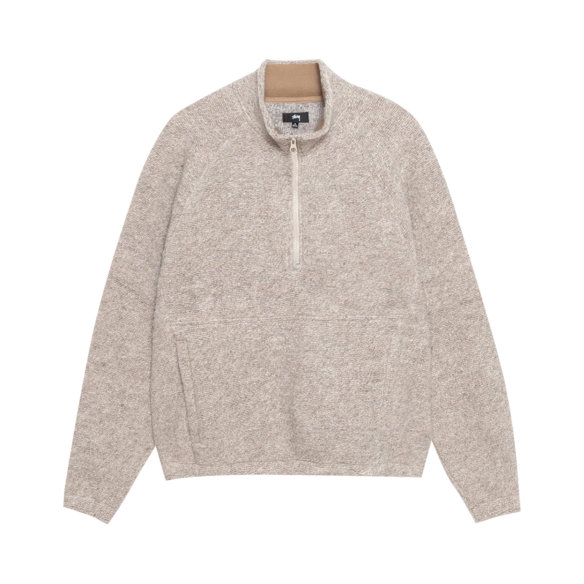 Pre-owned Stussy Wool Blend Sherpa Mock 'tan' | Men's Size L In Beige