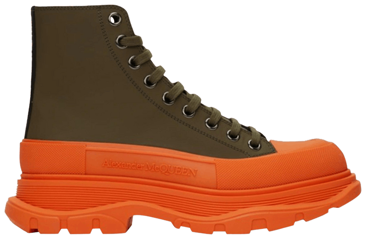 Alexander McQueen Tread Slick Boots Khaki Orange SSENSE Exclusive