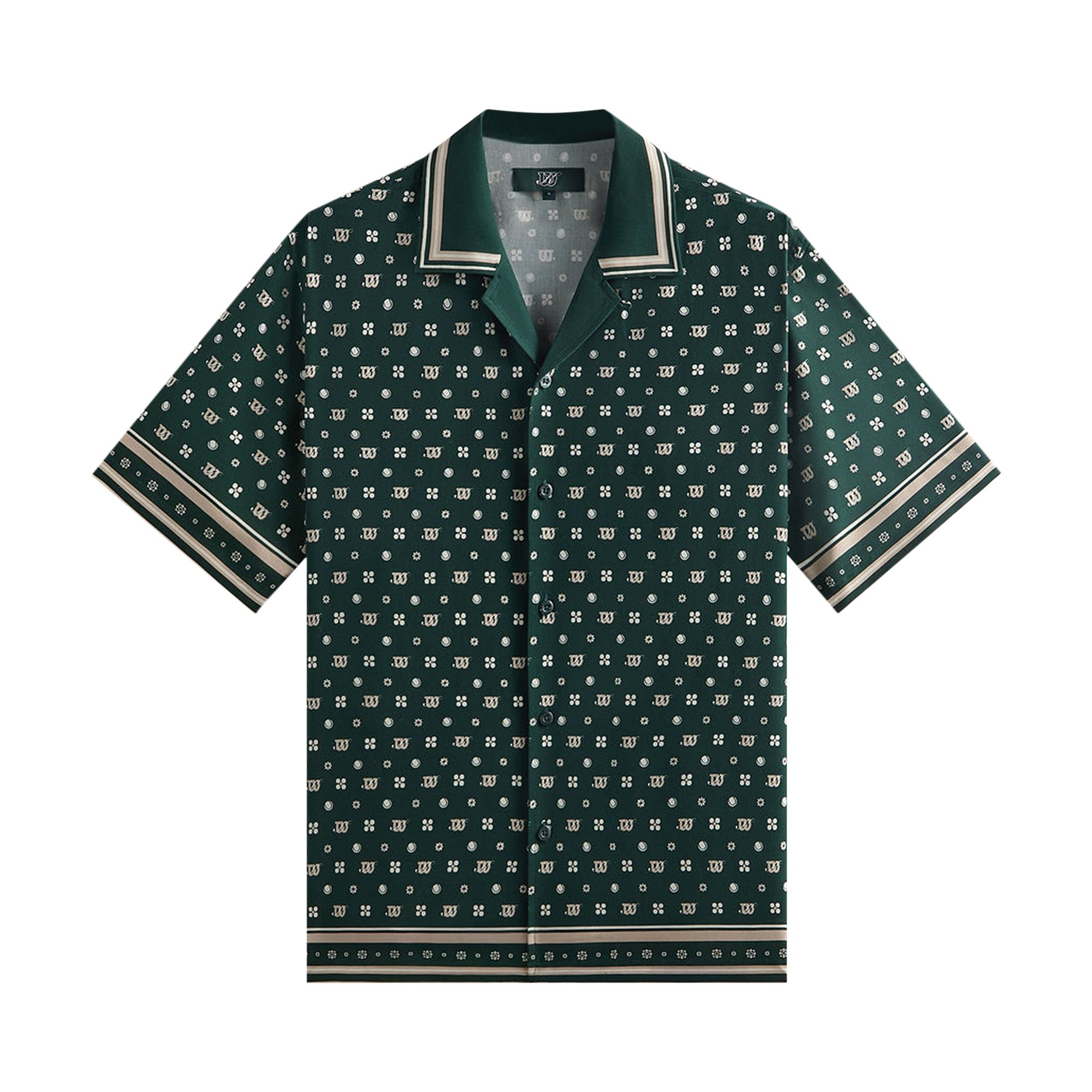 Pre-owned Kith X Wilson Silk Lyocell Thompson Camp Collar Shirt 'stadium' | Green | Men's Size S