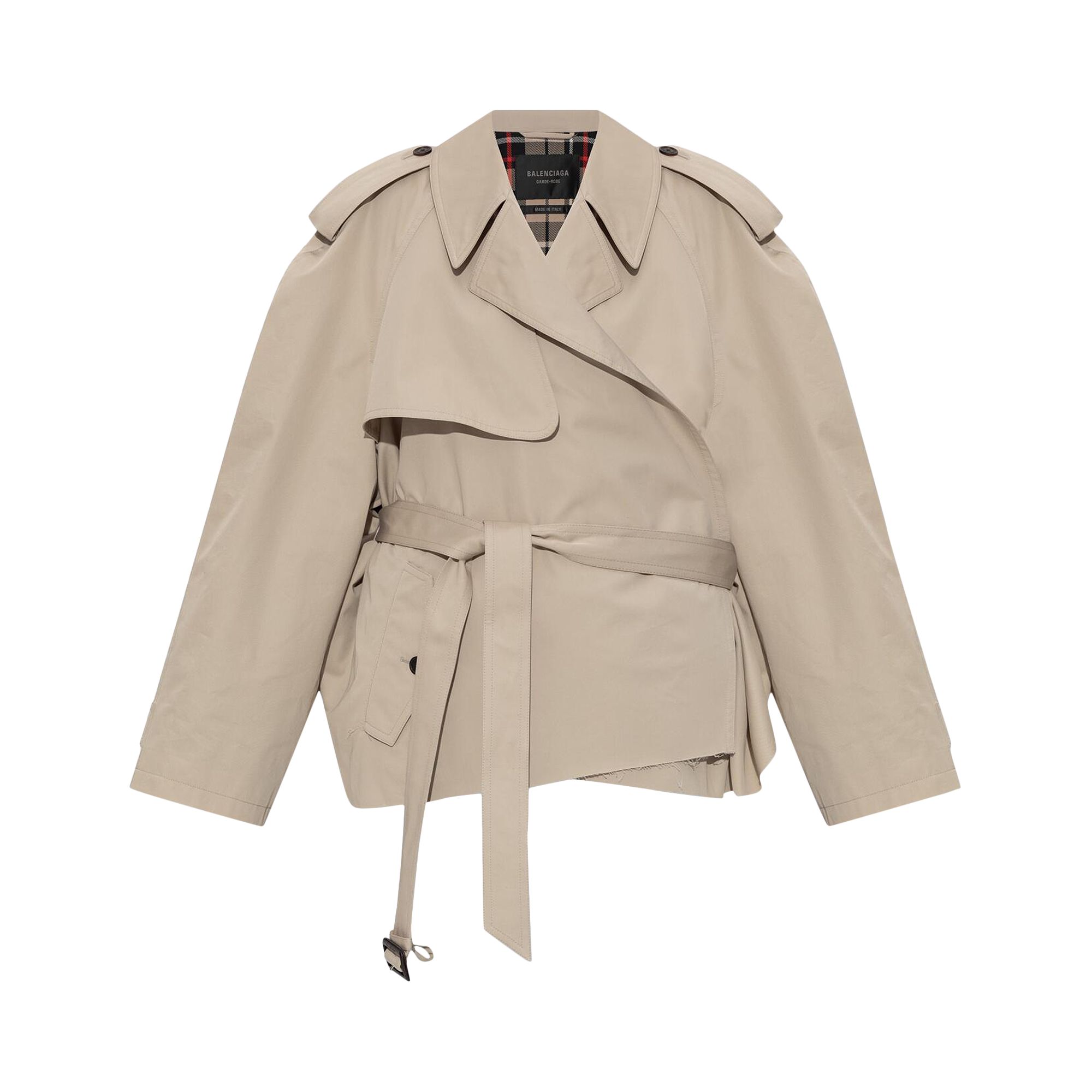 Pre-owned Balenciaga Cropped Trench Jacket 'beige' | Tan | Women's Size 3 In Brown