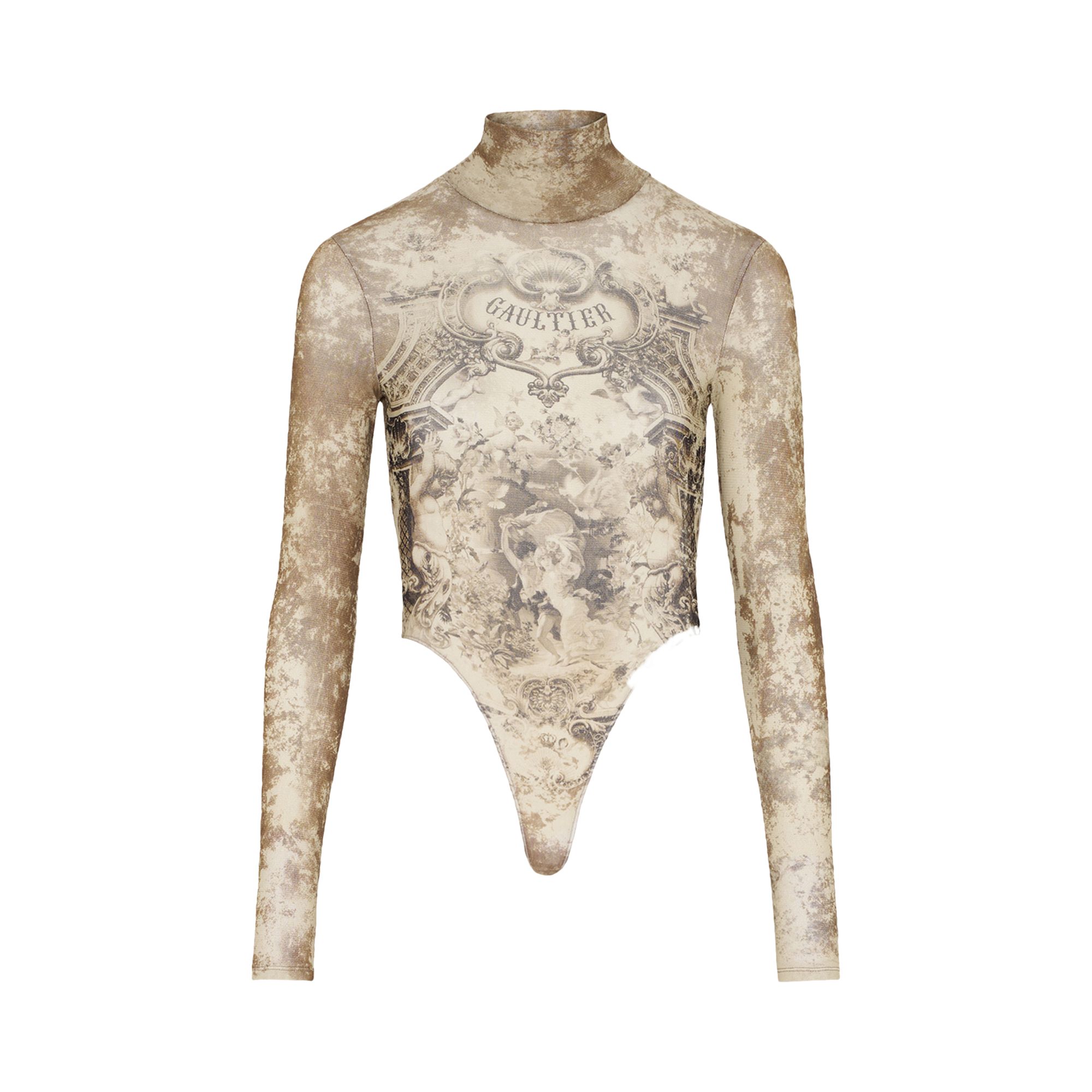 Pre-owned Jean Paul Gaultier Médaillon Mesh Bodysuit 'light Beige/taupe' | Cream | Women's Size Xs