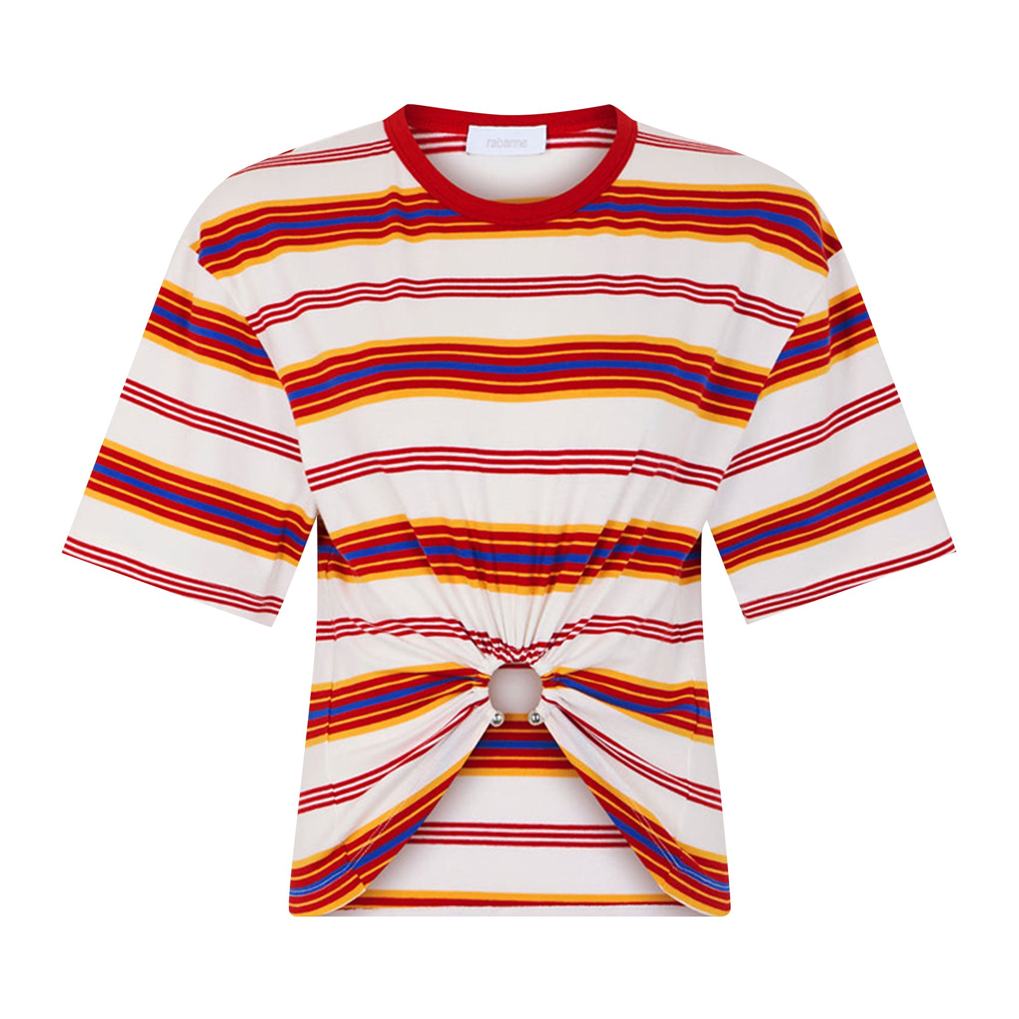 Pre-owned Rabanne Gestreiftes T-shirt 'stripes Cream/orange' | White | Women's Size 34