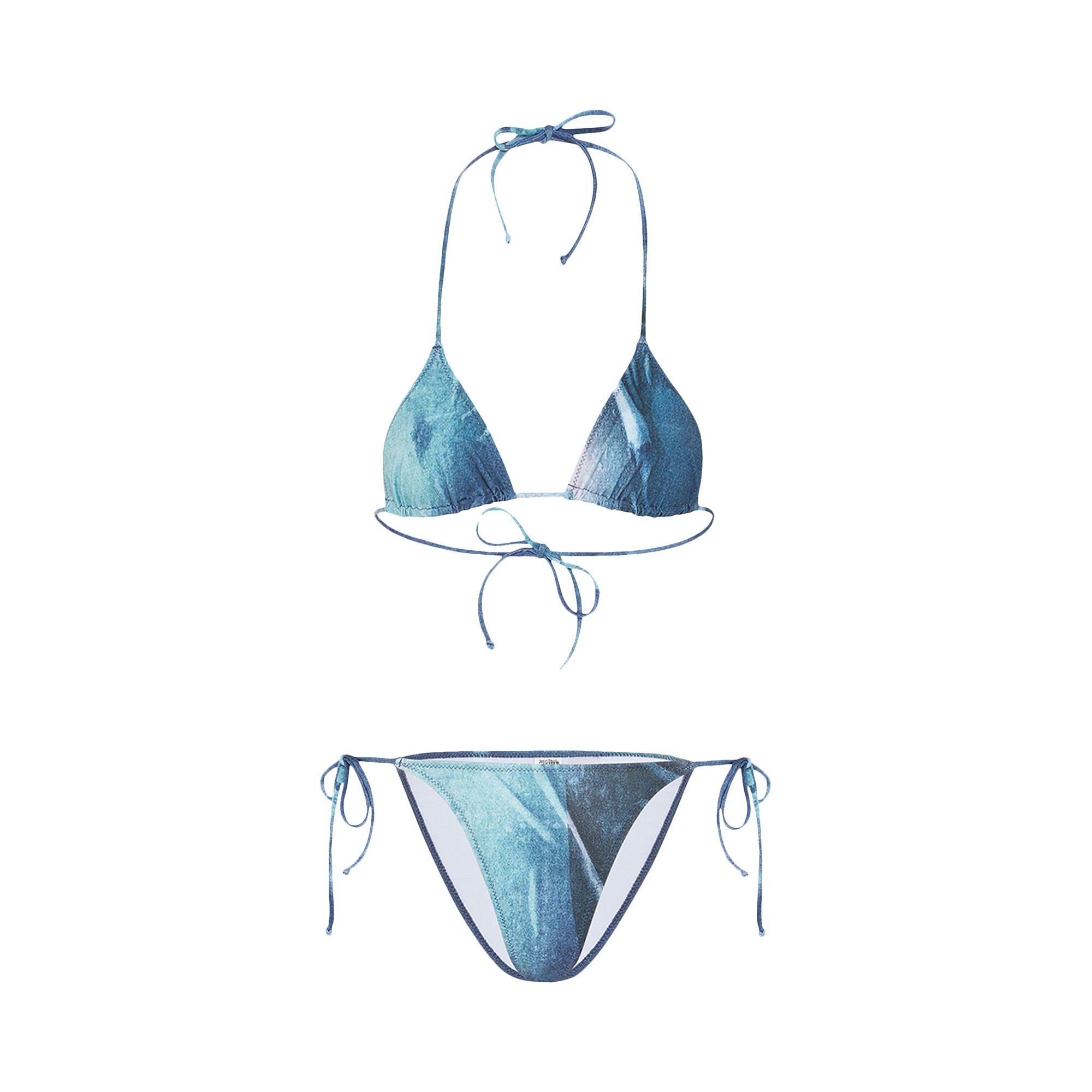 Pre-owned Jean Paul Gaultier Water Print Bikini Set 'indigo/vintage Blue' | Women's Size Xs