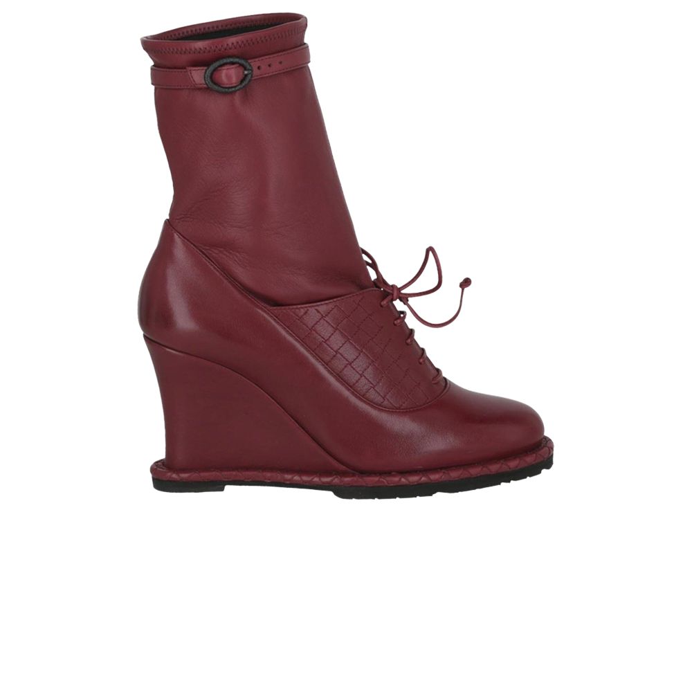BOTTEGA VENETA Pre-owned Wmns Leather Wedge Boot 'barolo' | Red | Women's Size 35