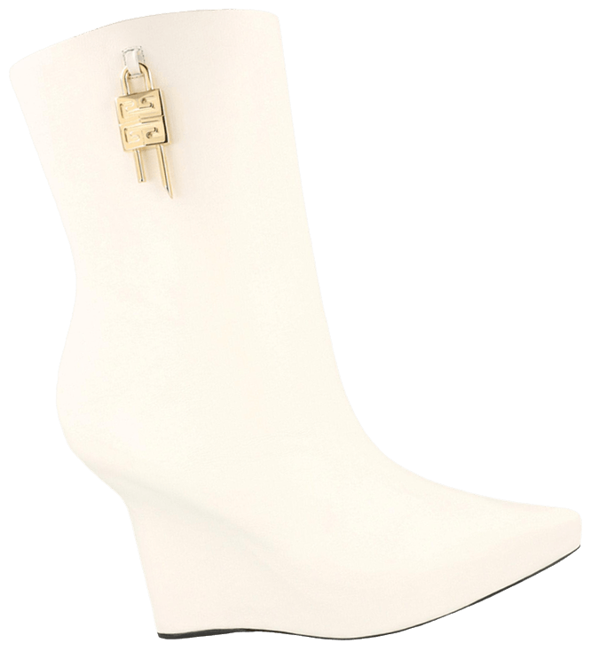 Givenchy Wmns G Lock Leather Wedge Boot Ivory