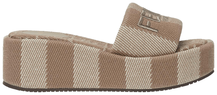 Fendi Wmns Sunshine Flatform Slides Pequin Stripes   Dove Grey Denim