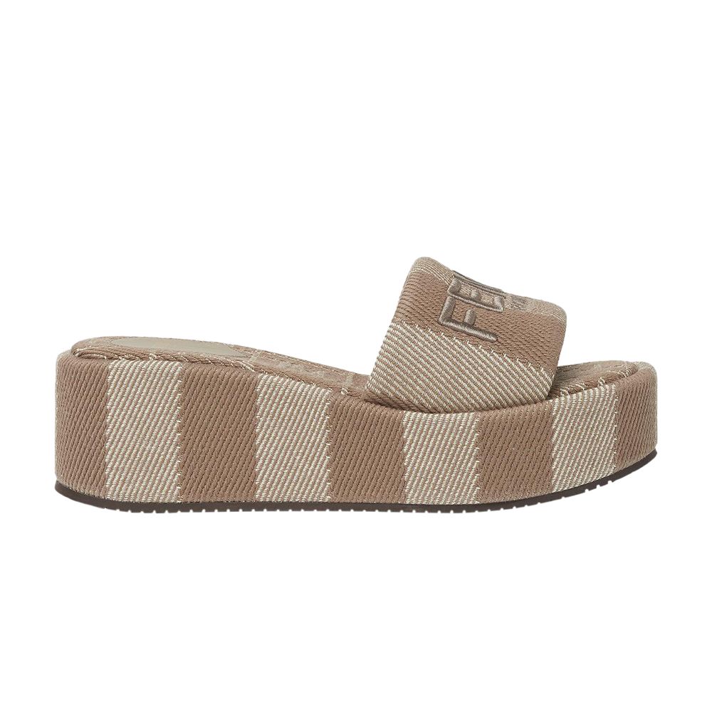 Pre-owned Fendi Wmns Sunshine Flatform Slides 'pequin Stripes - Dove Grey Denim' | Cream | Women's Size