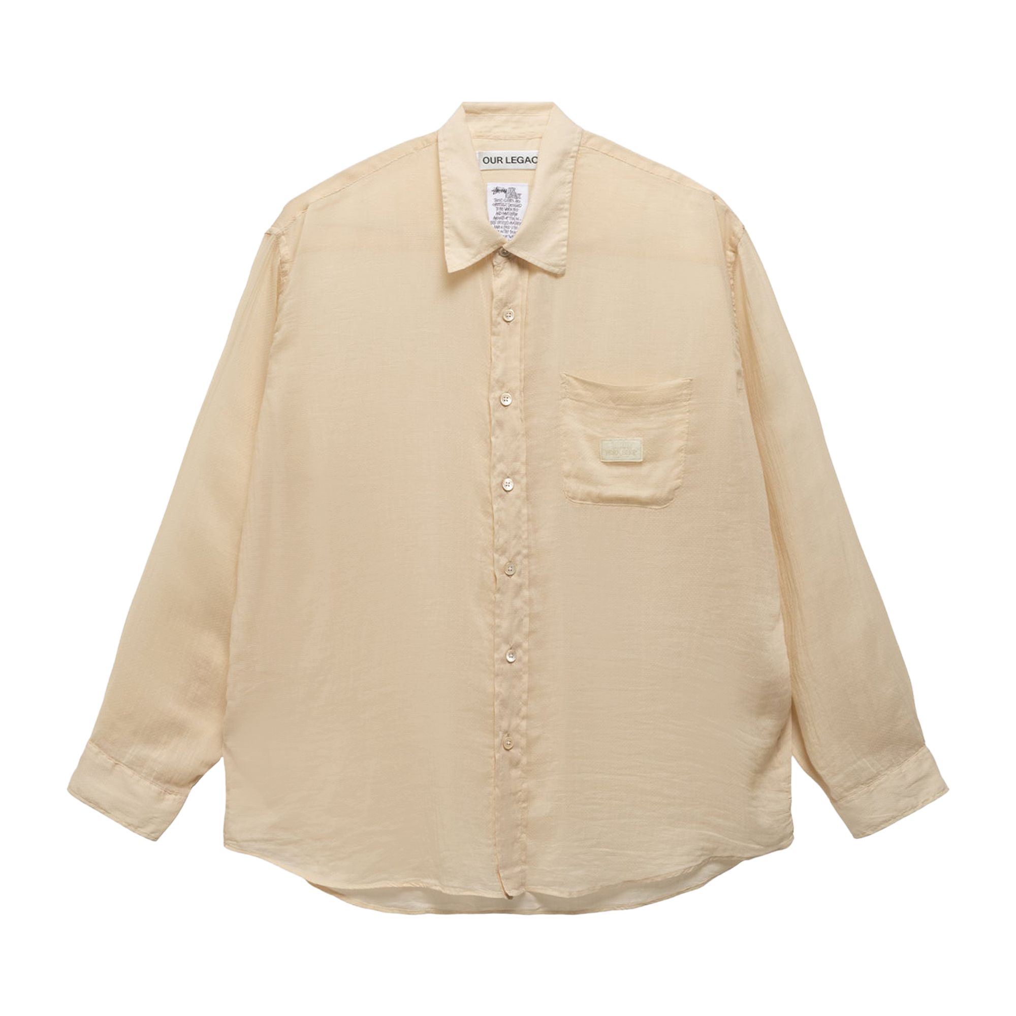 Pre-owned Stussy X Our Legacy Work Shop Shirt 'sand Cotton Silk' | Cream | Men's Size L In White