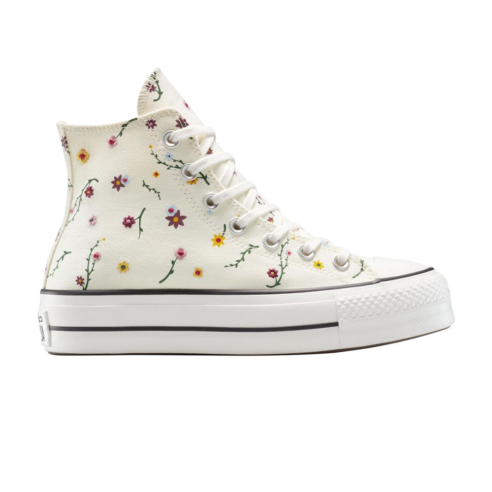 Pre-owned Converse Wmns Chuck Taylor All Star Lift Platform High 'embroidered Blooms' | Cream | Women's Size 9 In White