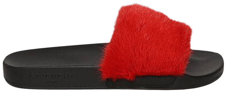 Givenchy Wmns Fur Slide Rouge Coquelicot