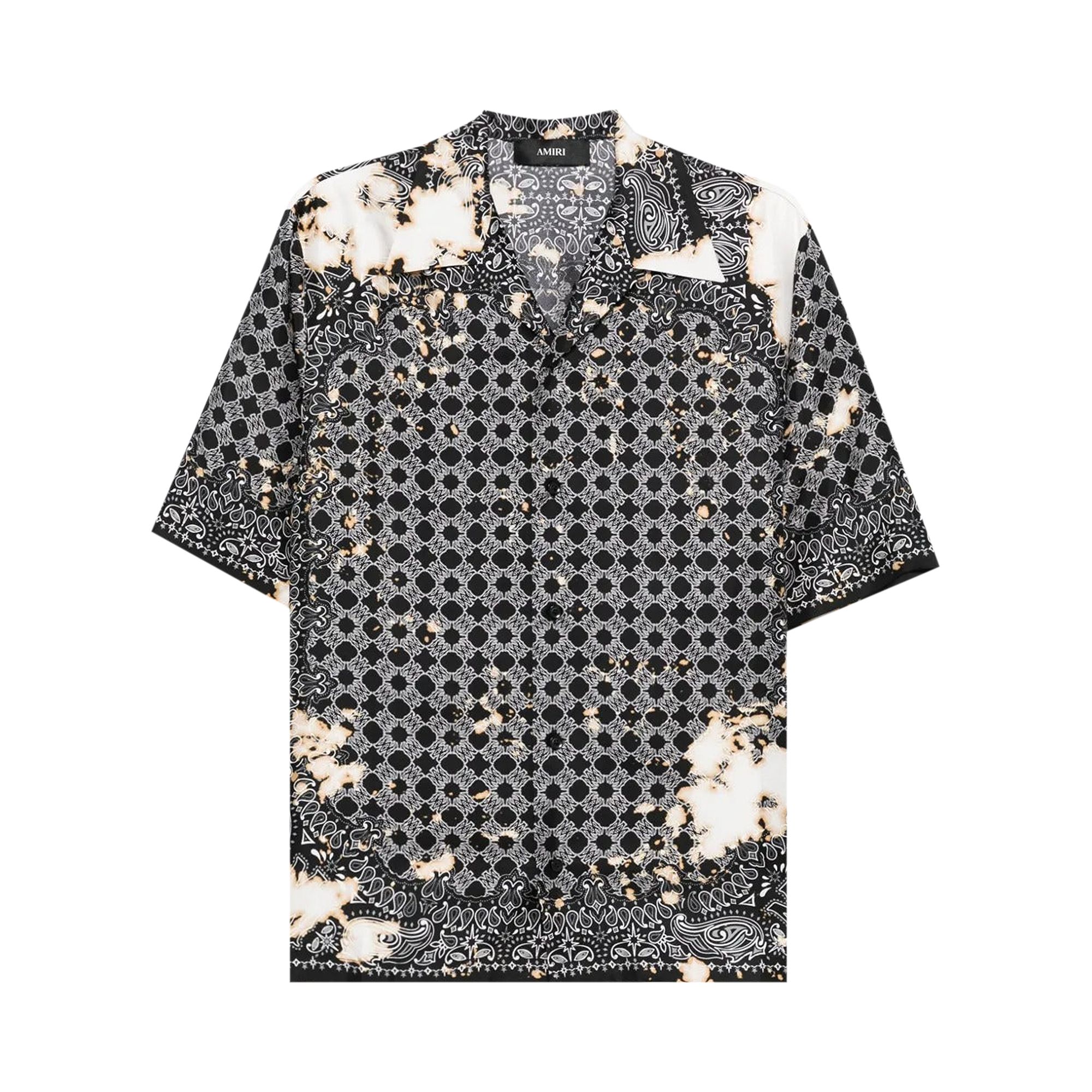 Pre-owned Amiri Bleach Bandana Bowling Shirt 'black' | Men's Size L