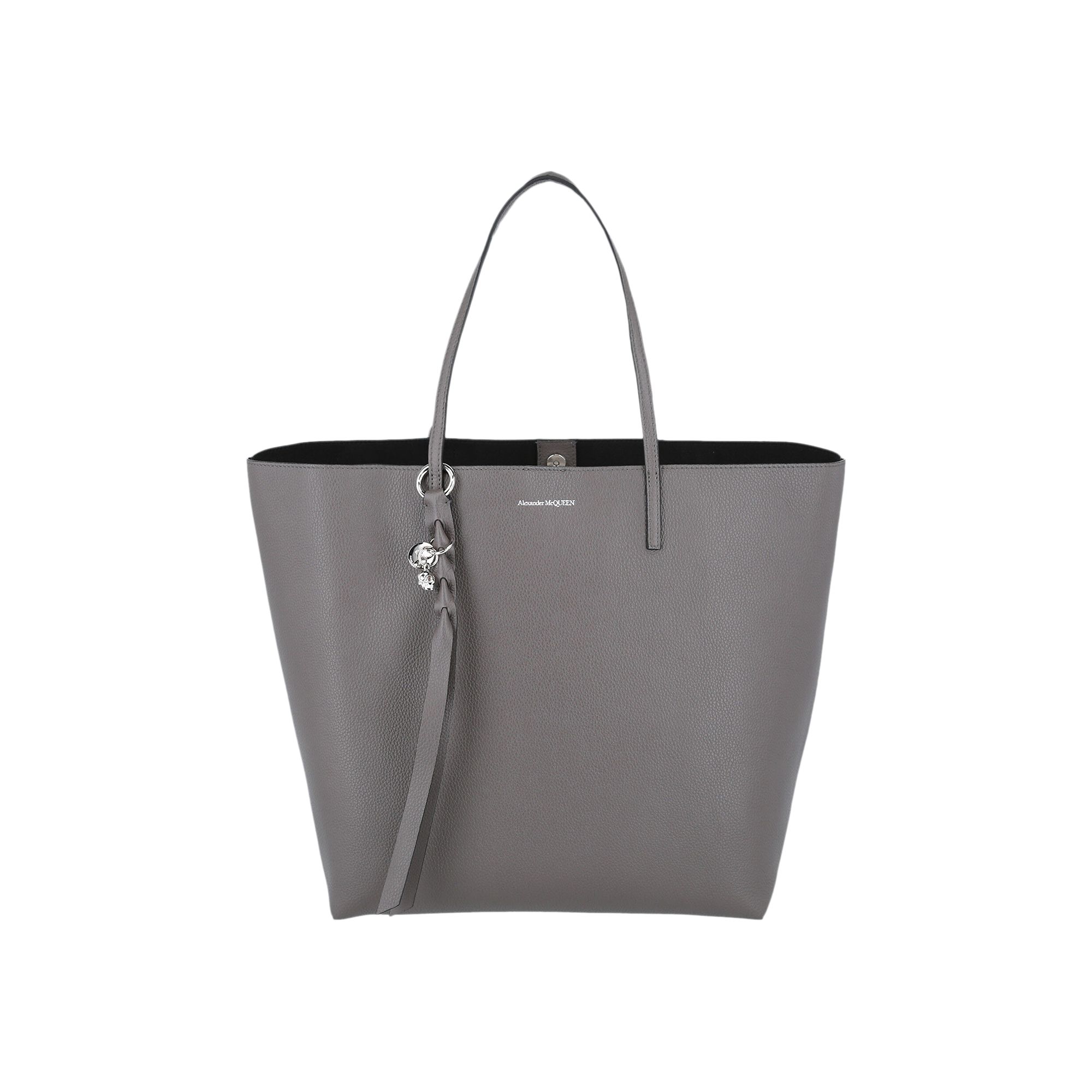 Pre-owned Alexander Mcqueen Large Skull Leather Shopper Bag 'graphite' | Grey | Women's Size Onesize In Gray