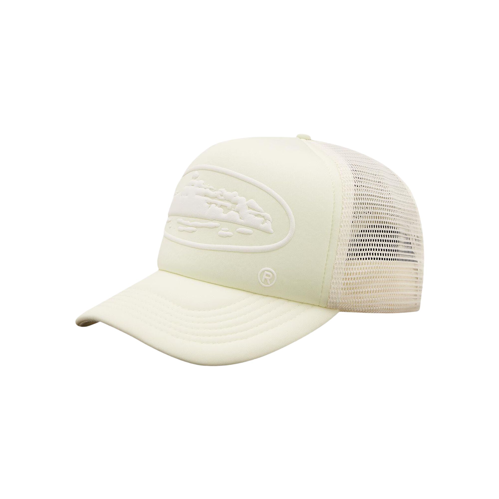 Pre-owned Corteiz Alcatraz Puff Print Trucker Hat 'off White' | Men's Size Onesize