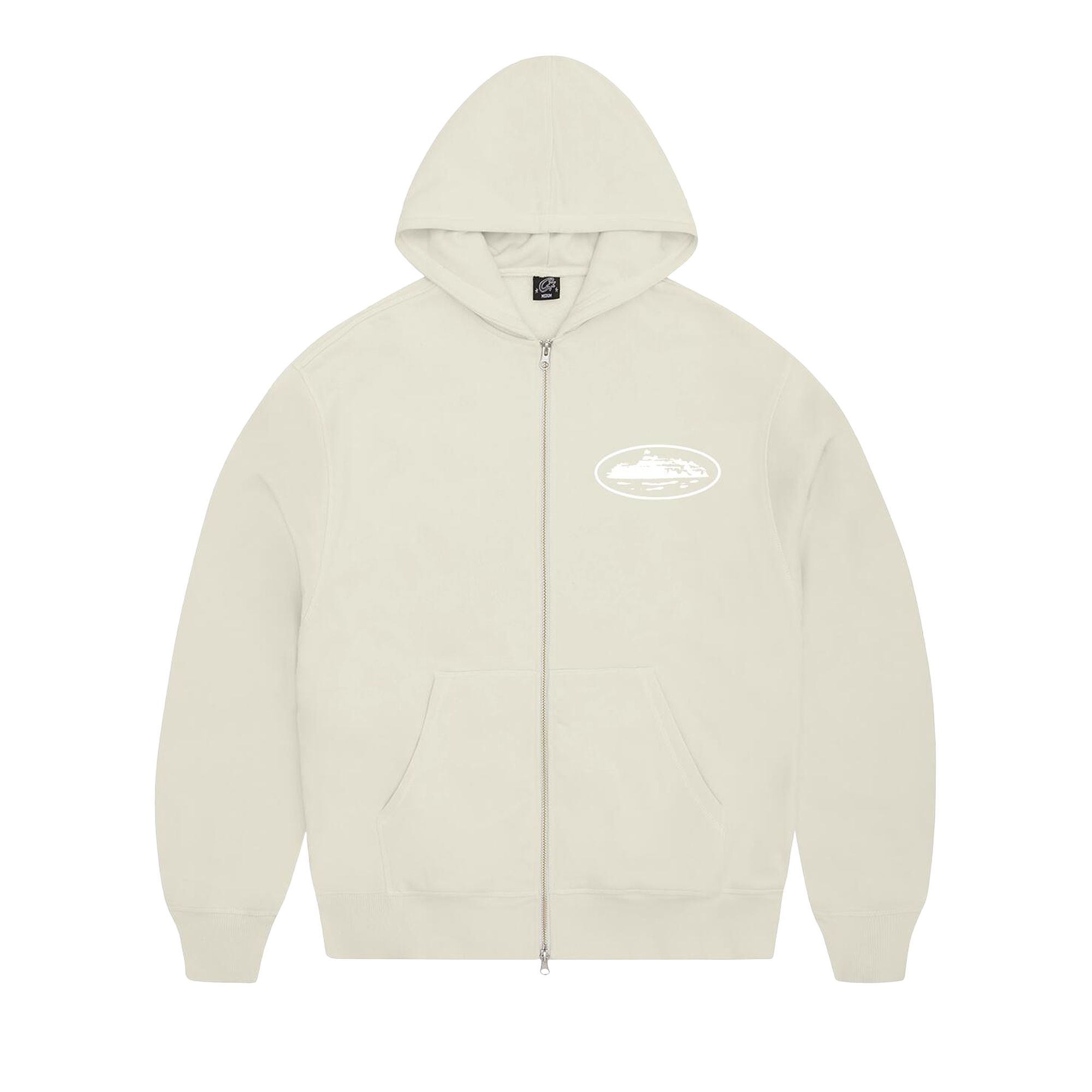 Pre-owned Corteiz Island Puff Print Zip Hoodie 'off White' | Men's Size Xl