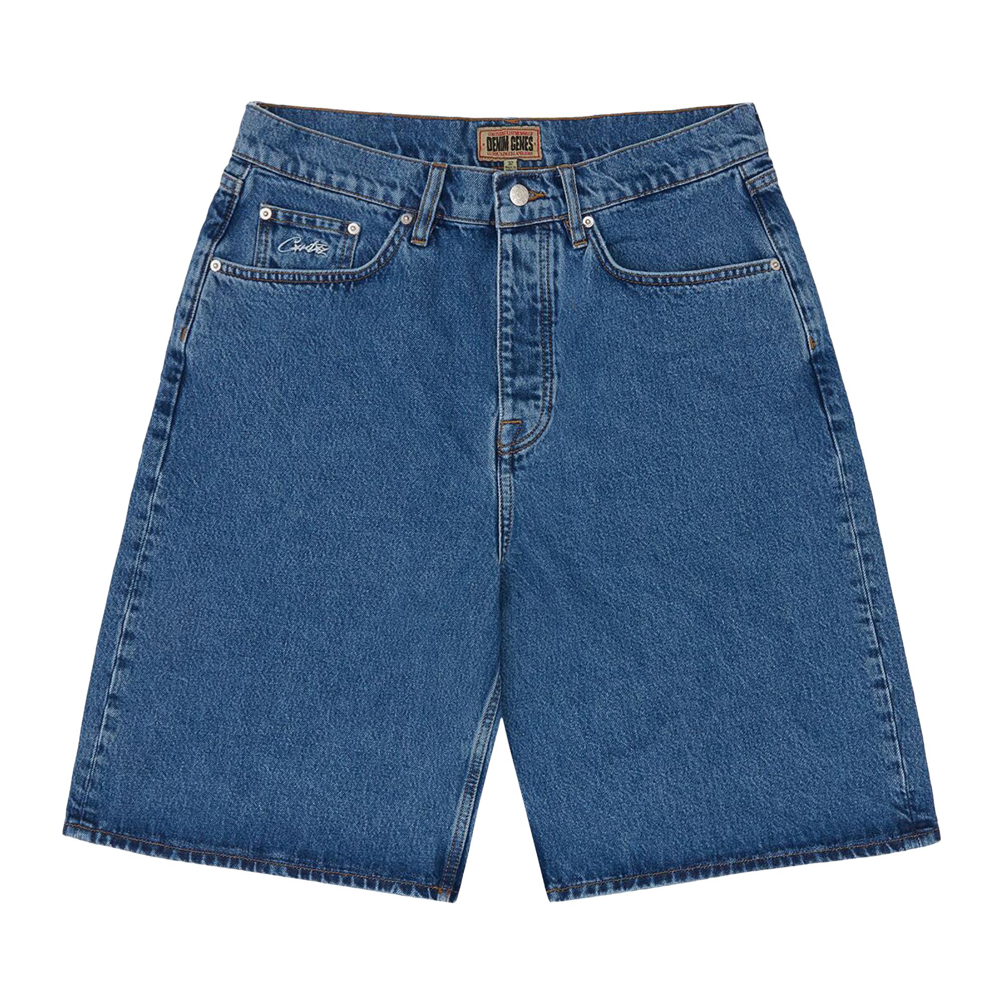 Pre-owned Corteiz Royale Lazer Denim Short 'washed Blue' | Men's Size 36
