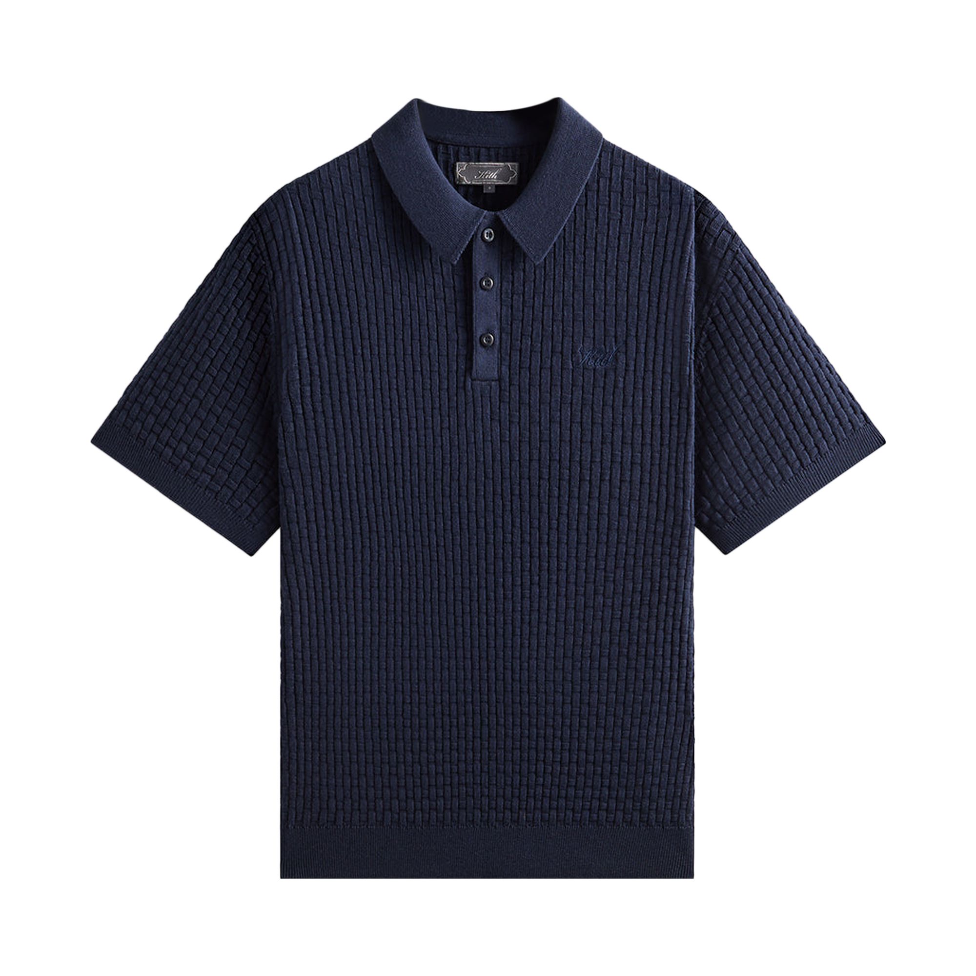 Pre-owned Kith Basketweave Tilden Polo 'nocturnal' | Blue | Men's Size Xs