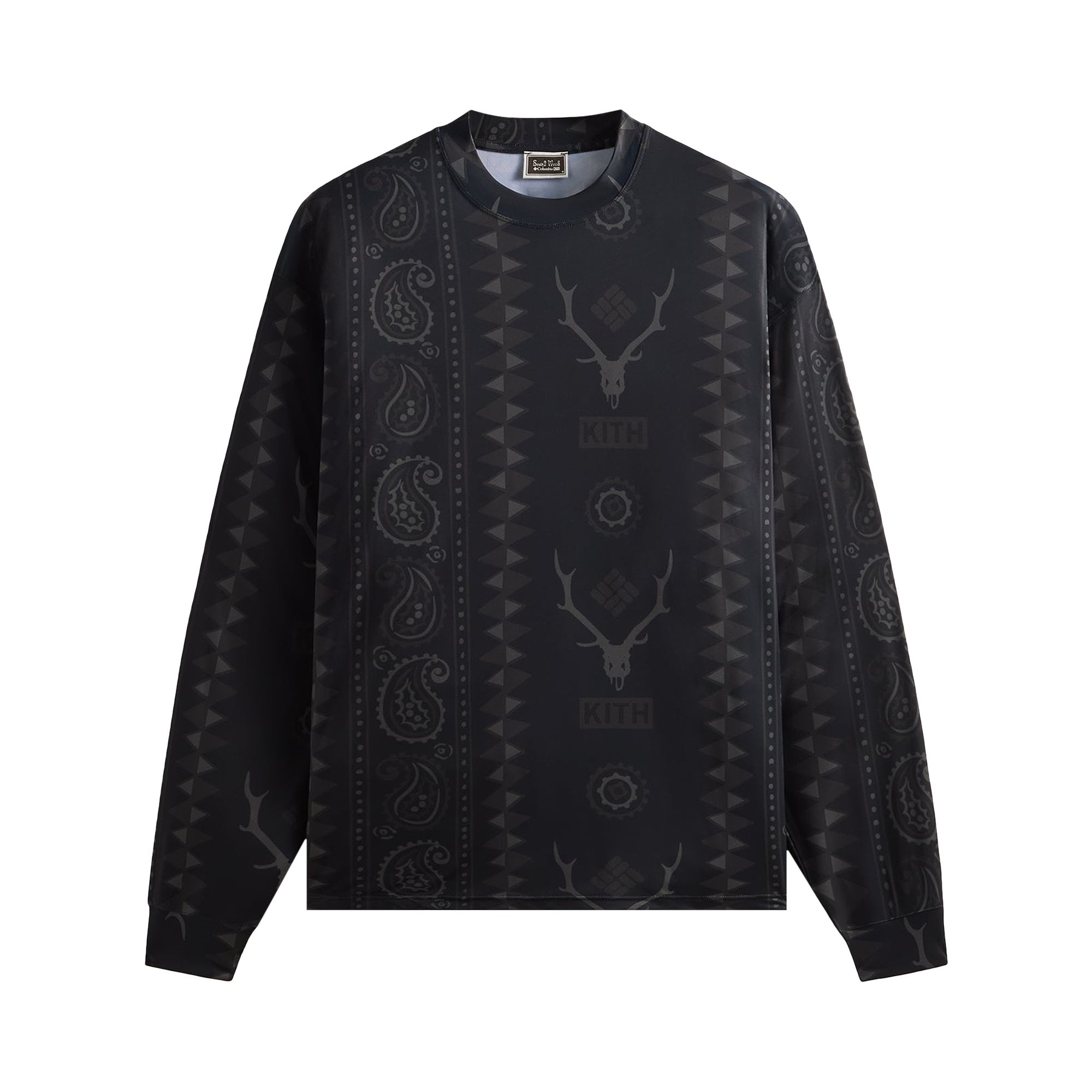 Pre-owned Kith X South2 West8 For Columbia Paisley Stripe Terminal Tackle Long-sleeve 'black' | Men's Size Xxl