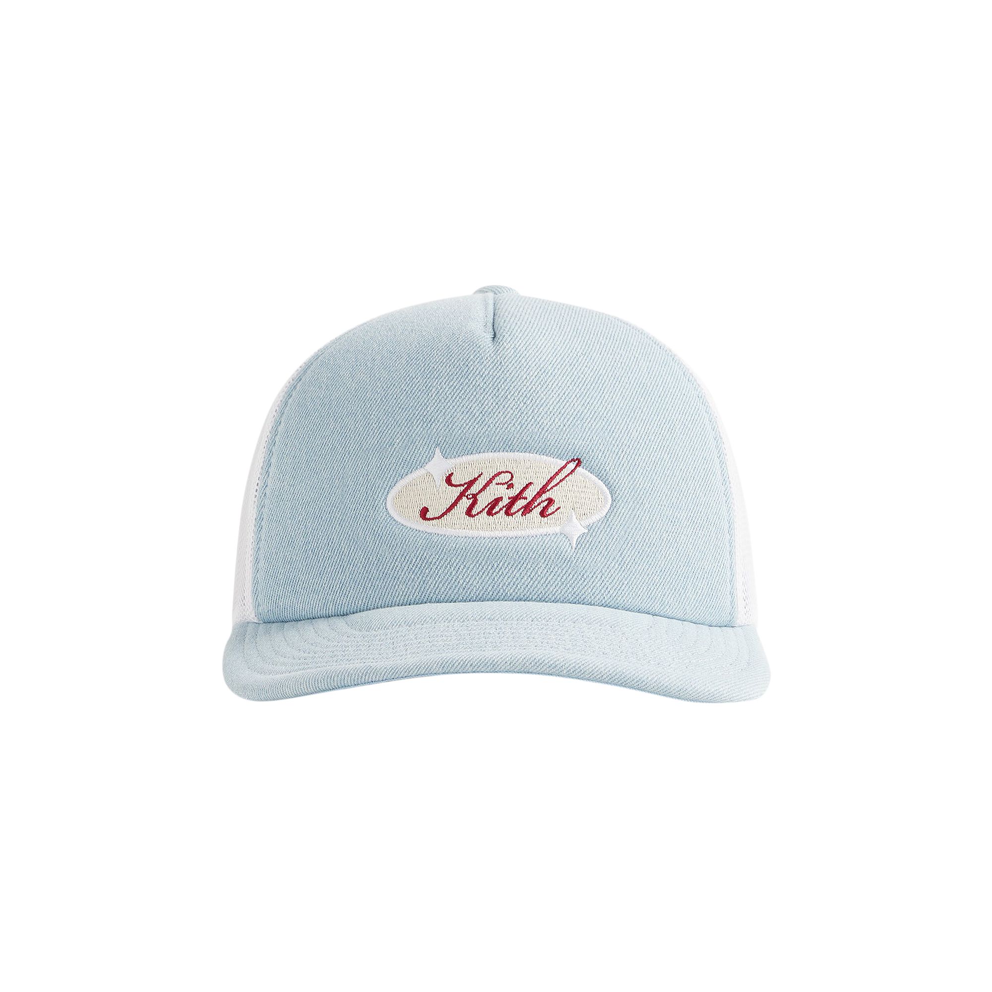 Pre-owned Kith Denim Nolan Trucker Hat 'light Indigo' | Blue | Men's Size Onesize
